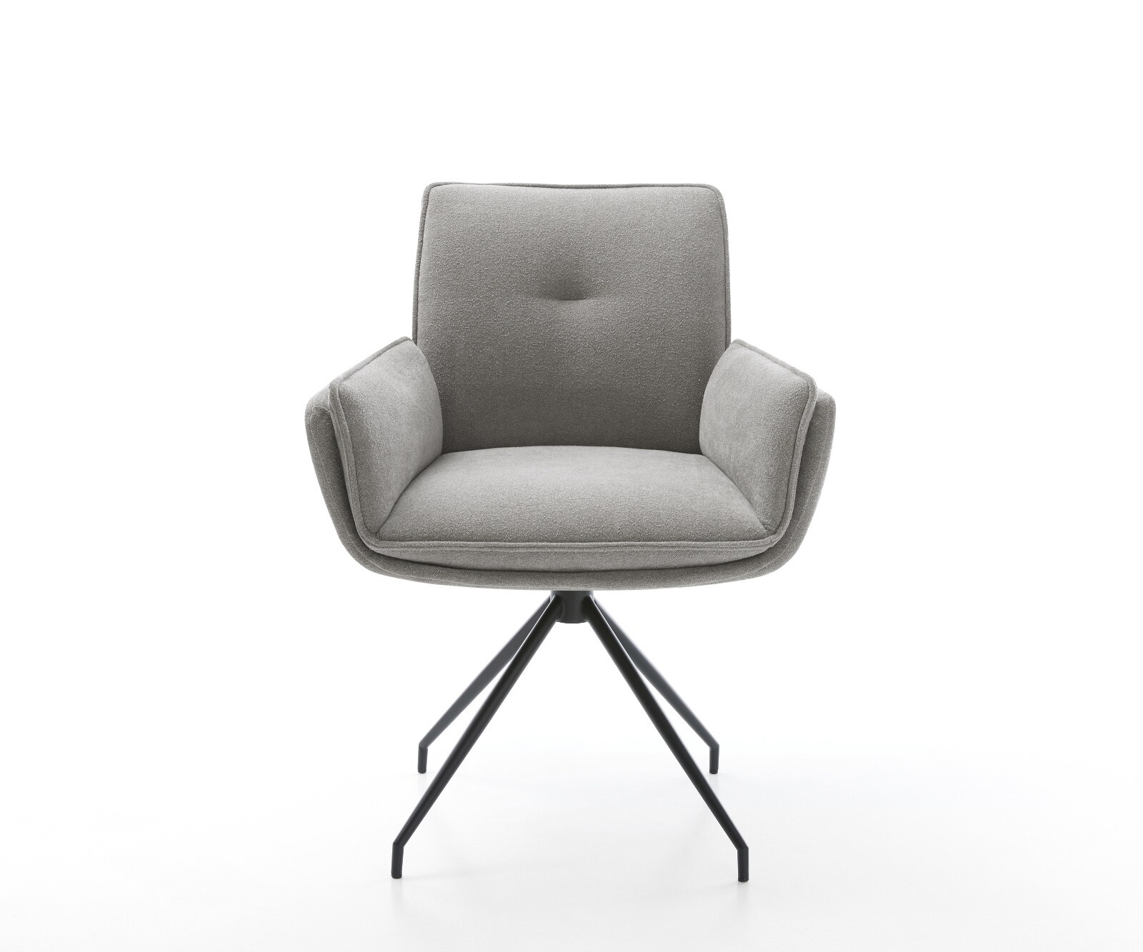 Eetkamerstoel Nela-Flex zachte stof met structuur grijs kruisframe conisch zwart 1