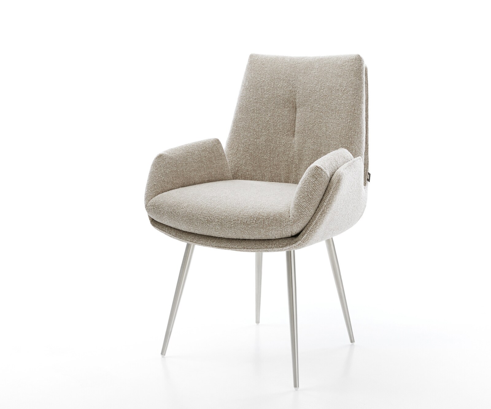 Eetkamerstoel Clea-Flex geweven stof beige 4-poot conisch roestvrij staal pocketveer kern 1