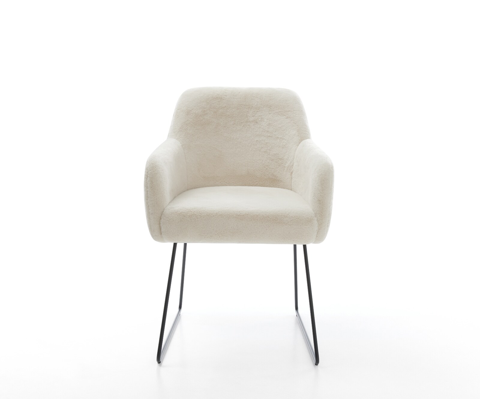 Eetkamerstoel Greg-Flex pluchen crème-wit slipframe zwart pocketveer kern 2