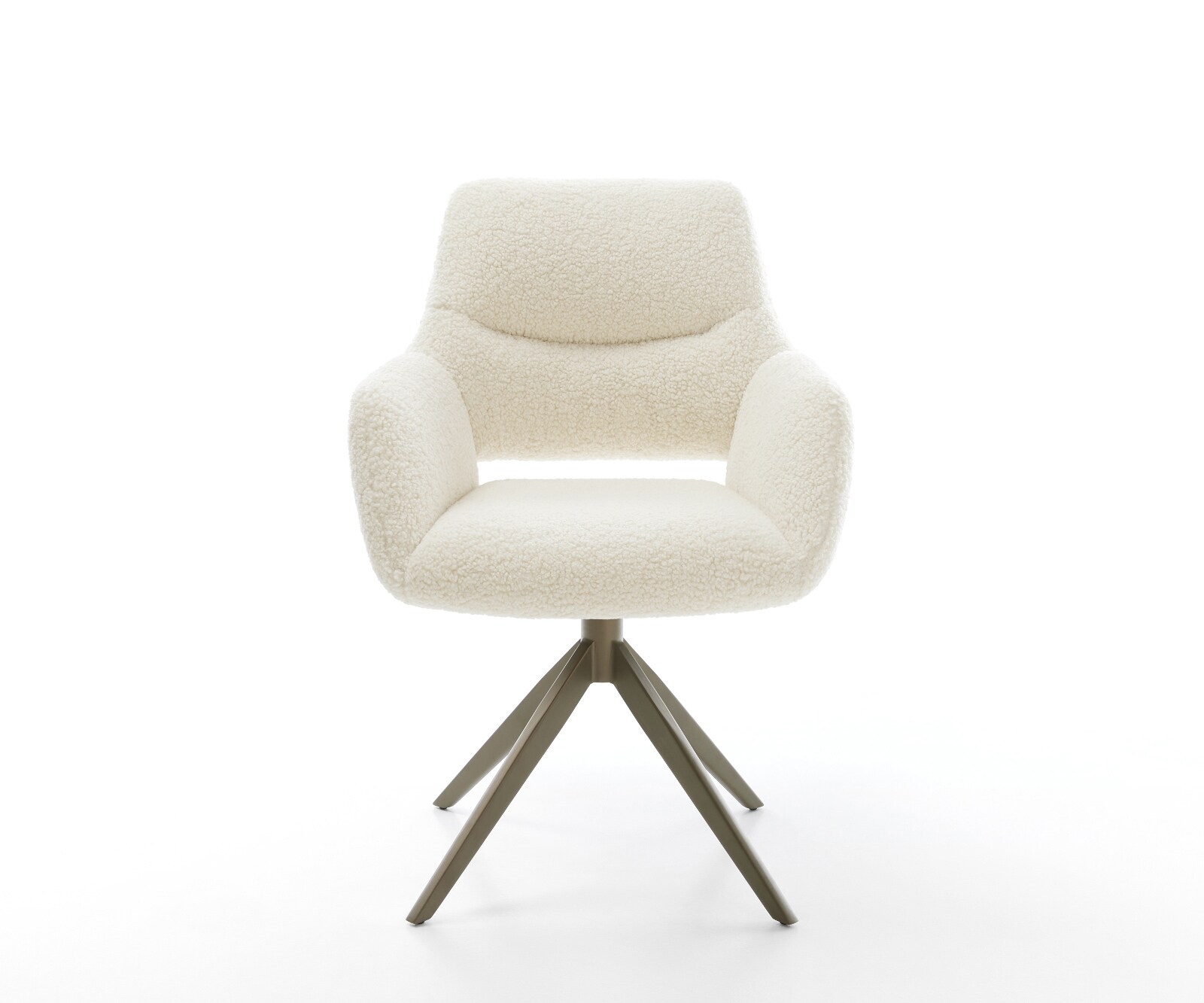 Draaistoel Yago-Flex met armleuning teddy beige kruisframe breed afwerking met titanium 360° draaibaar rocker-functie pocketveer kern 2