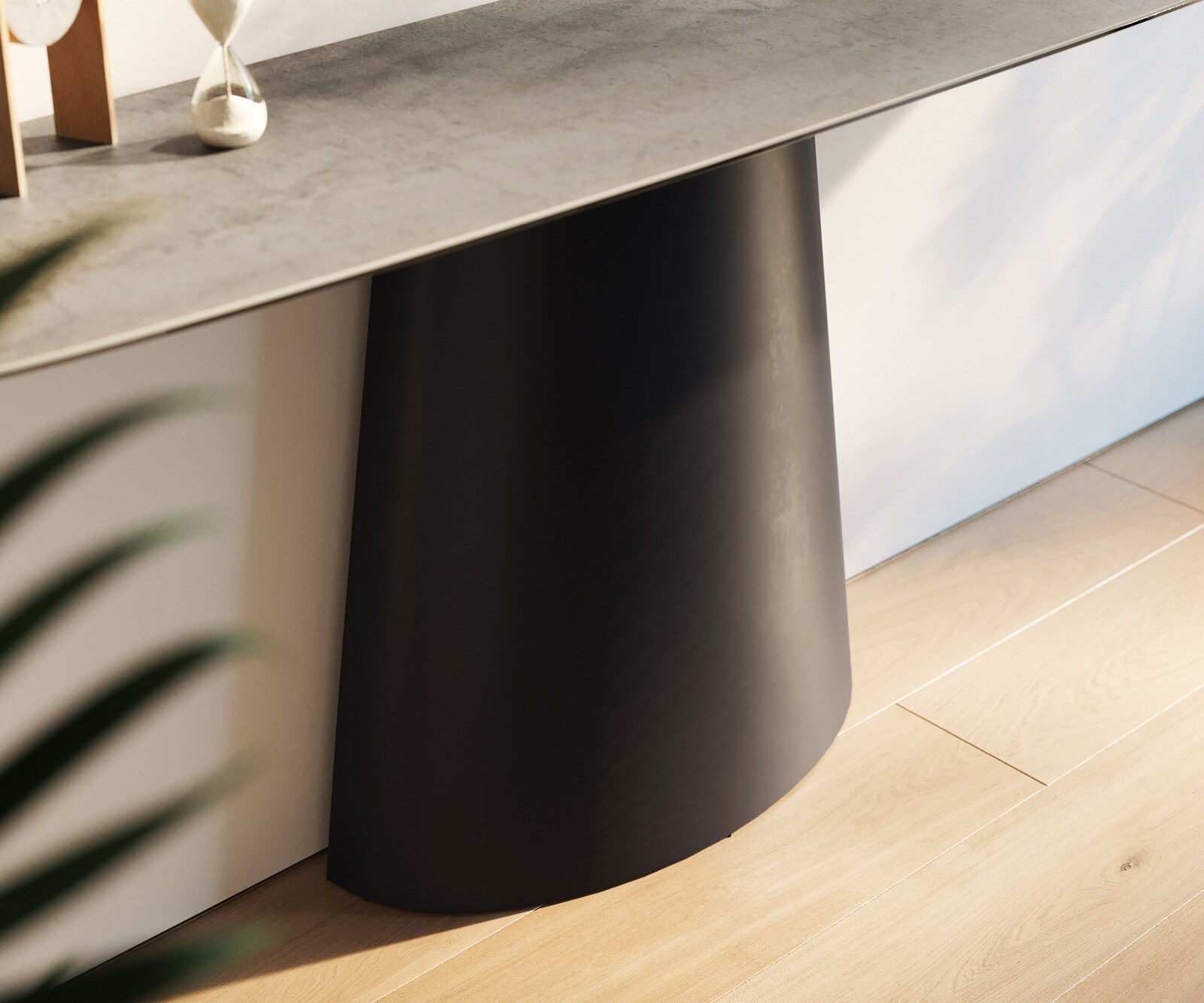 Consoletafel Edge Bootvorm 180x40 cm Keramiek Betongrijs Conos Metaal Zwart 6
