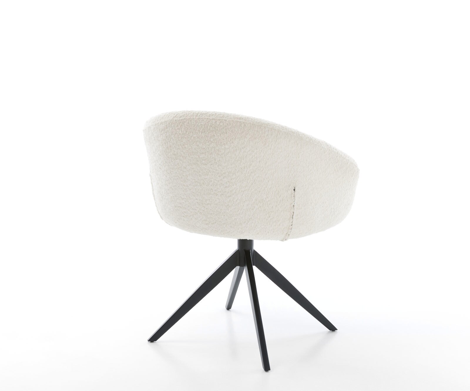 Draaistoel Vinka-Flex met armleuning bouclé wit kruisframe breed zwart 360° draaibaar rocker-functie pocketveer kern 4