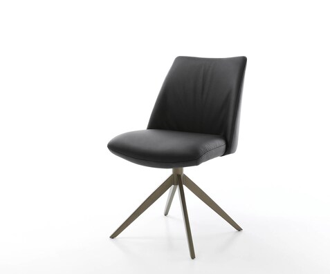 Draaistoel Elso-Flex echt leer zwart kruisframe breed afwerking met titanium 360° draaibaar pocketveer kern