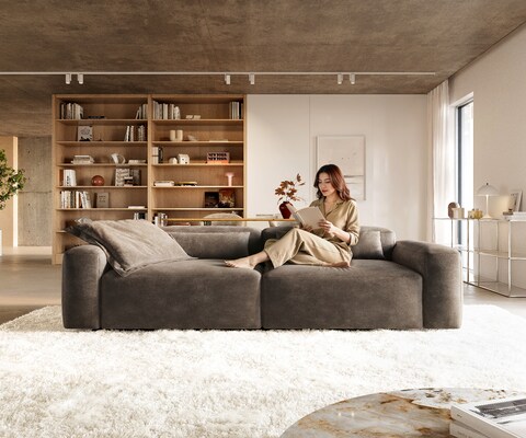 Grote bank Freestyle Pure 280x110 cm Microvezel taupe vintage