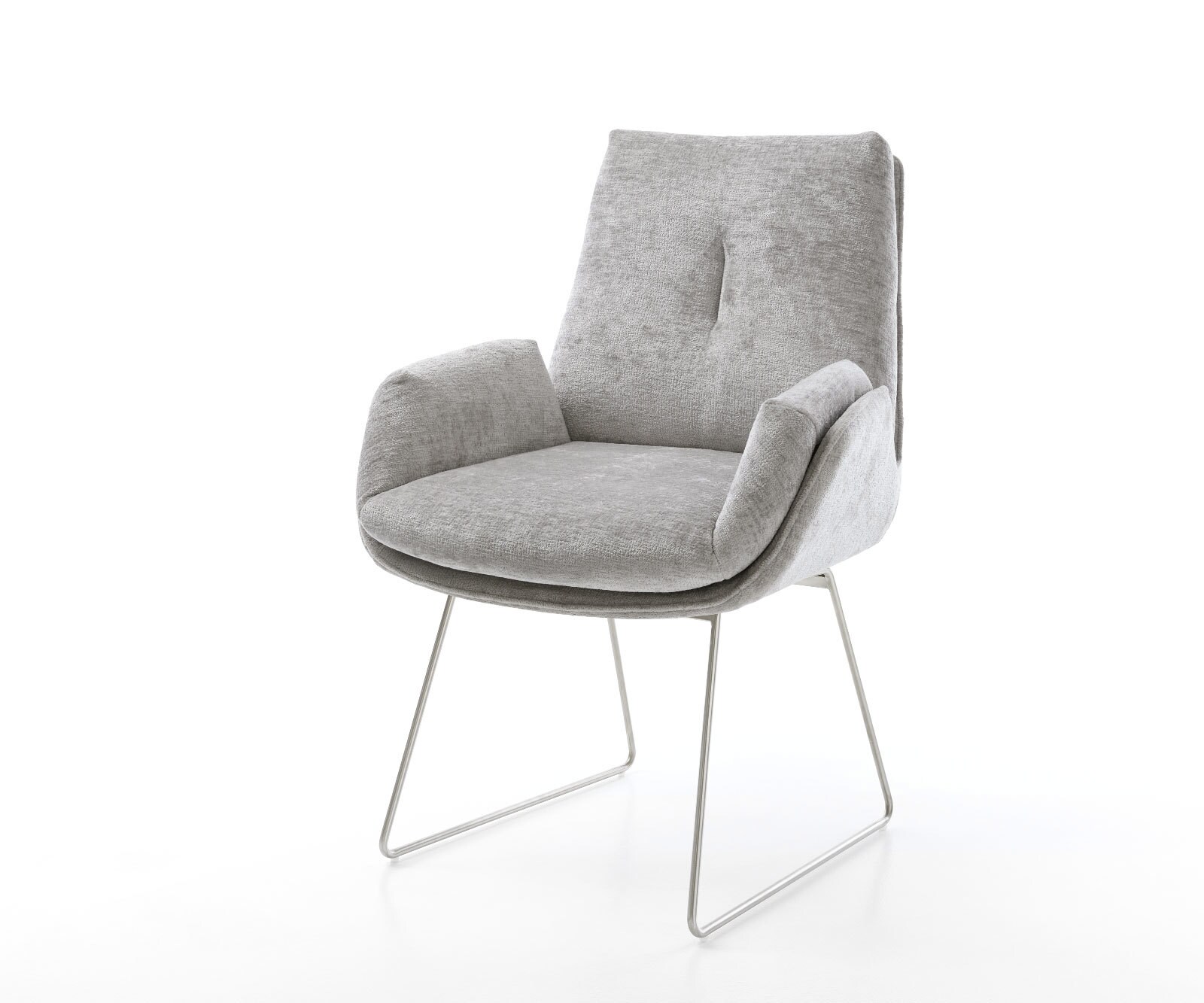 Eetkamerstoel Clea-Flex chenille zilver grijs slipframe roestvrij staal