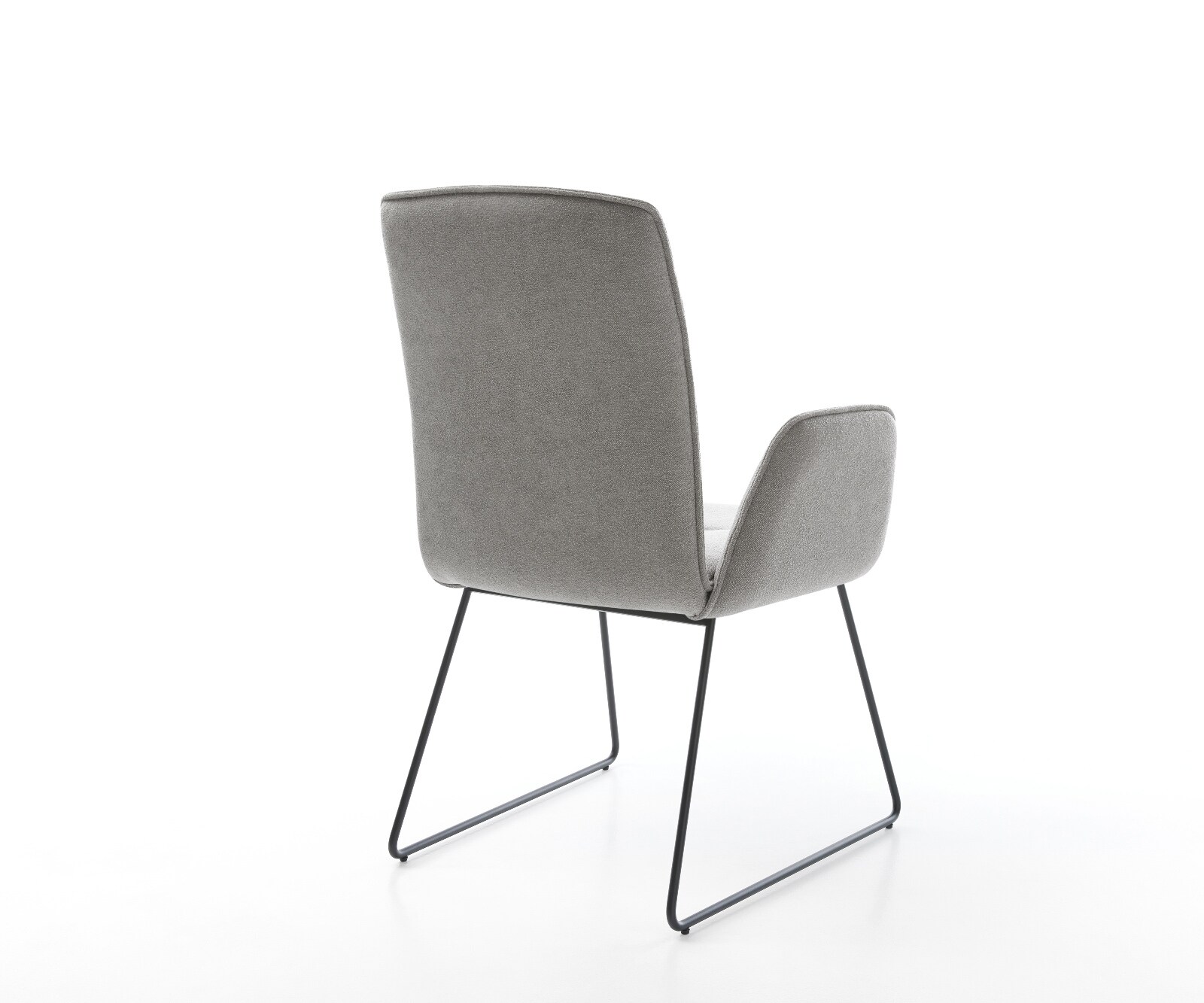 Eetkamerstoel Vinja-Flex zachte stof met structuur grijs slipframe zwart 4