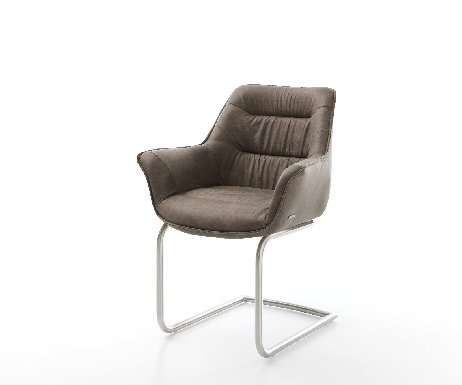 Sledemodel Kaira-Flex microvelours taupe vintage sledemodel rond roestvrij staal