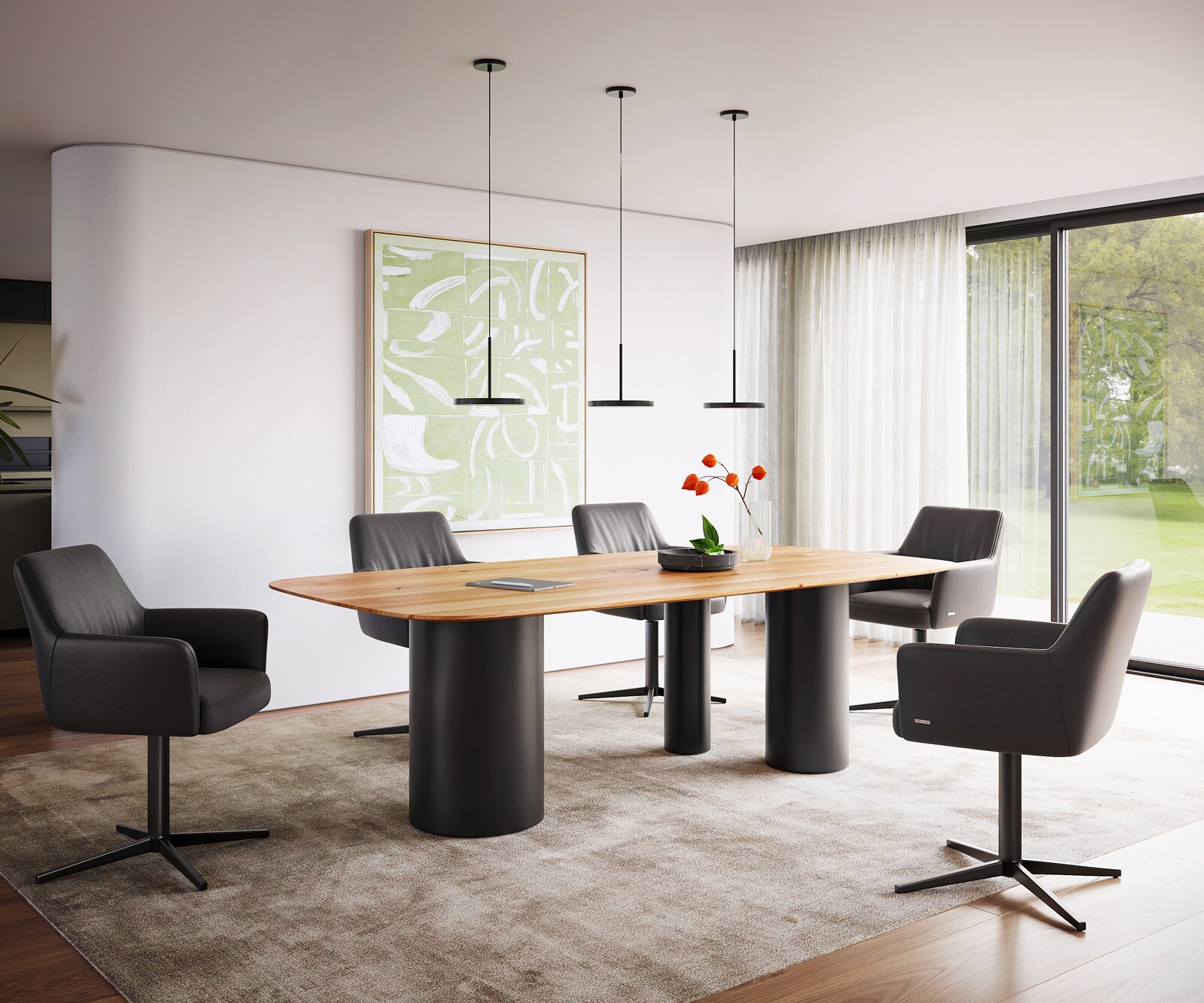 Eettafel Edge Boot 240x120x2,5-3 eiken natuur Troa metaal zwart Zwitserse rand 4