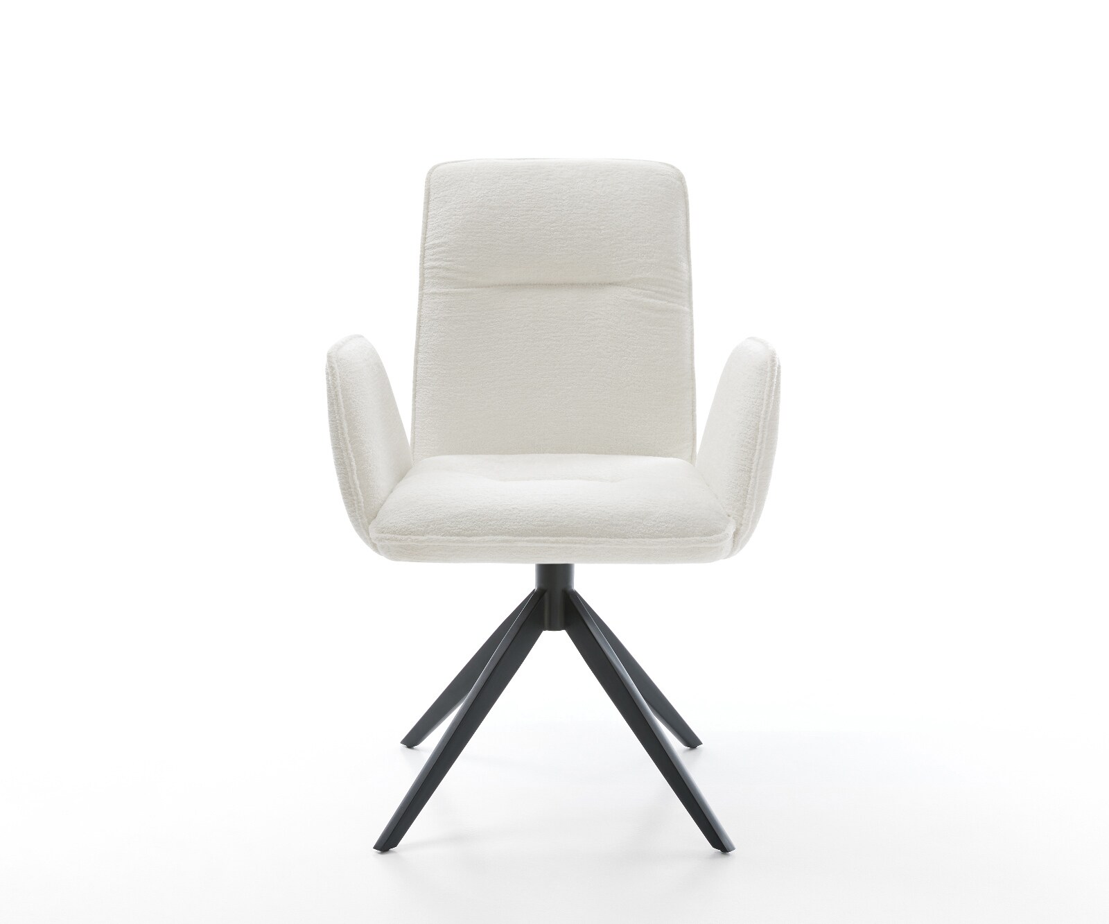 Draaistoel Vinja-Flex bouclé zacht beige kruisframe breed zwart 360° draaibaar rocker-functie 2