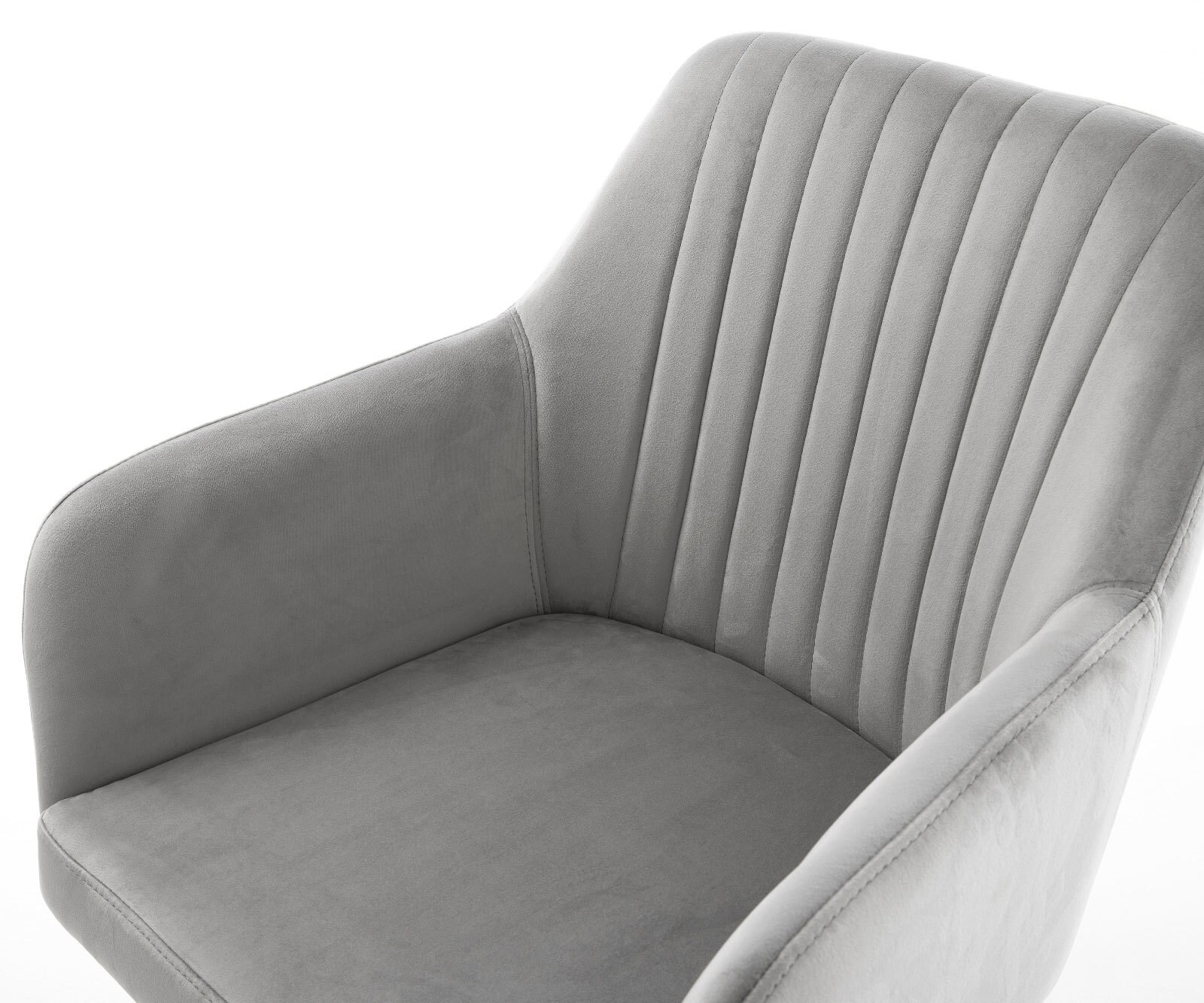 Draaistoel Greg-Flex fluweel grijs kruisframe breed zwart 360° draaibaar rocker-functie pocketveer kern 4