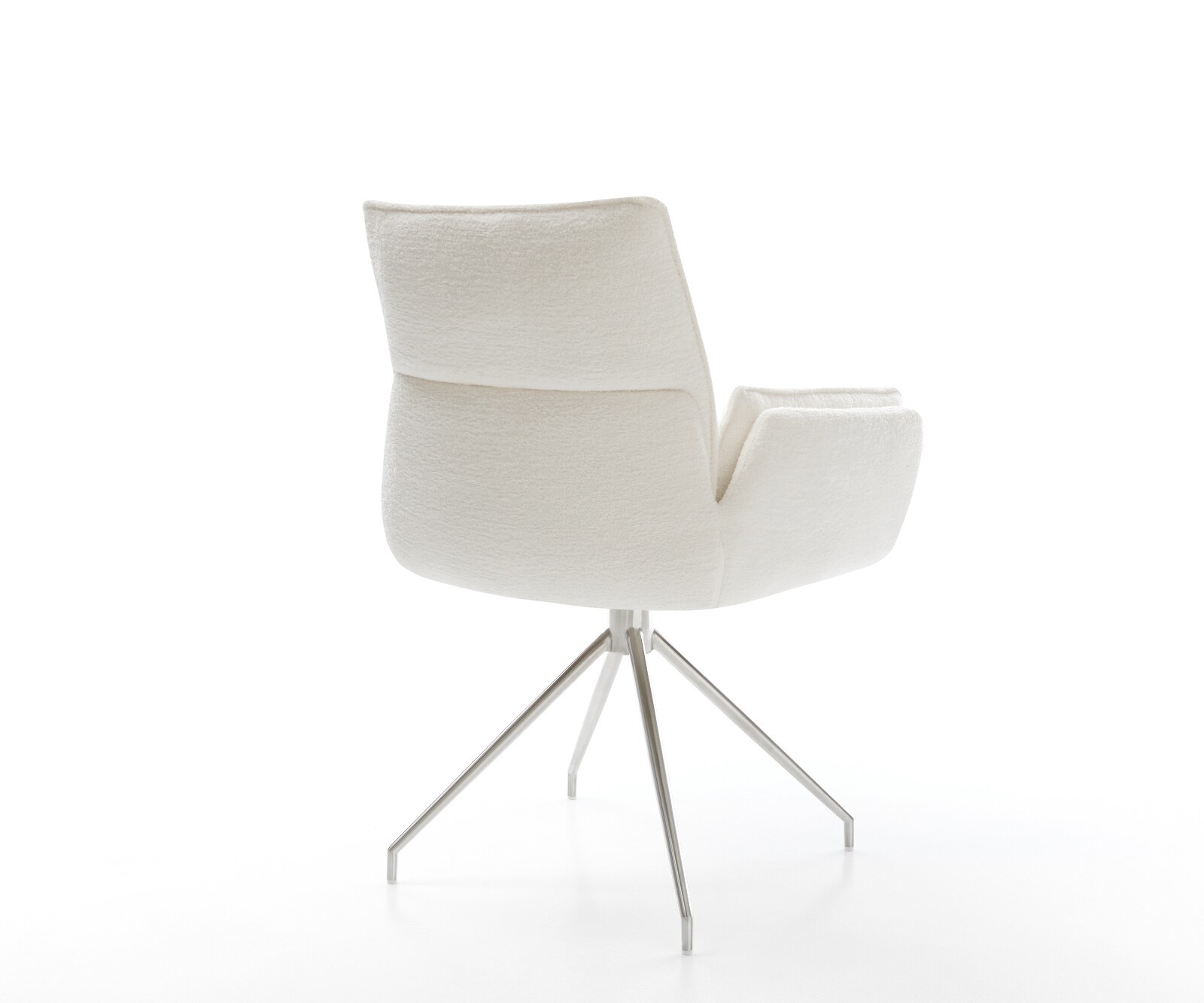Eetkamerstoel Nela-Flex bouclé zacht beige kruisframe conisch roestvrij staal 4