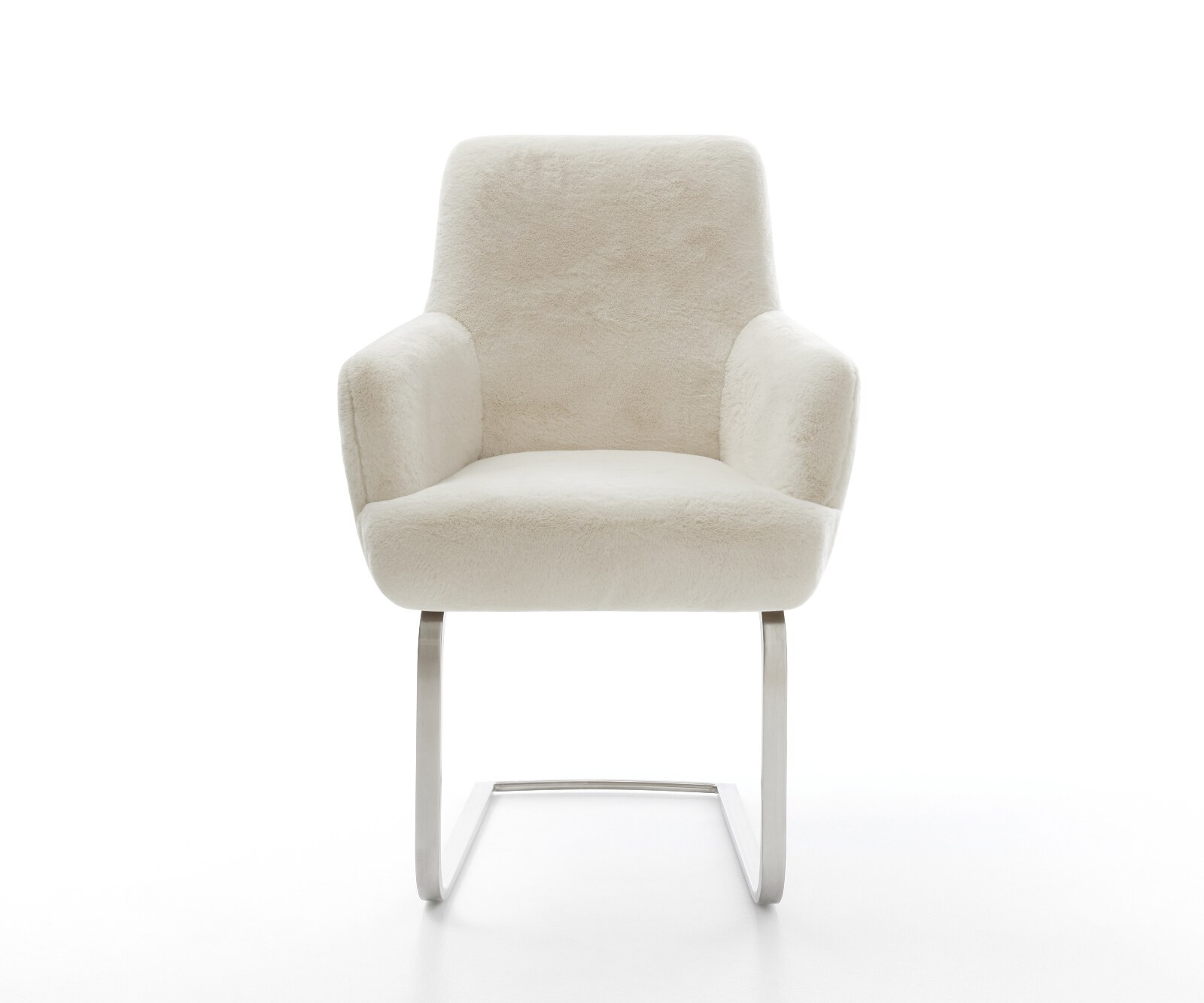 Sledemodel Heira-Flex met armleuning pluchen crème-wit sledemodel vlak roestvrij staal pocketveer kern 2