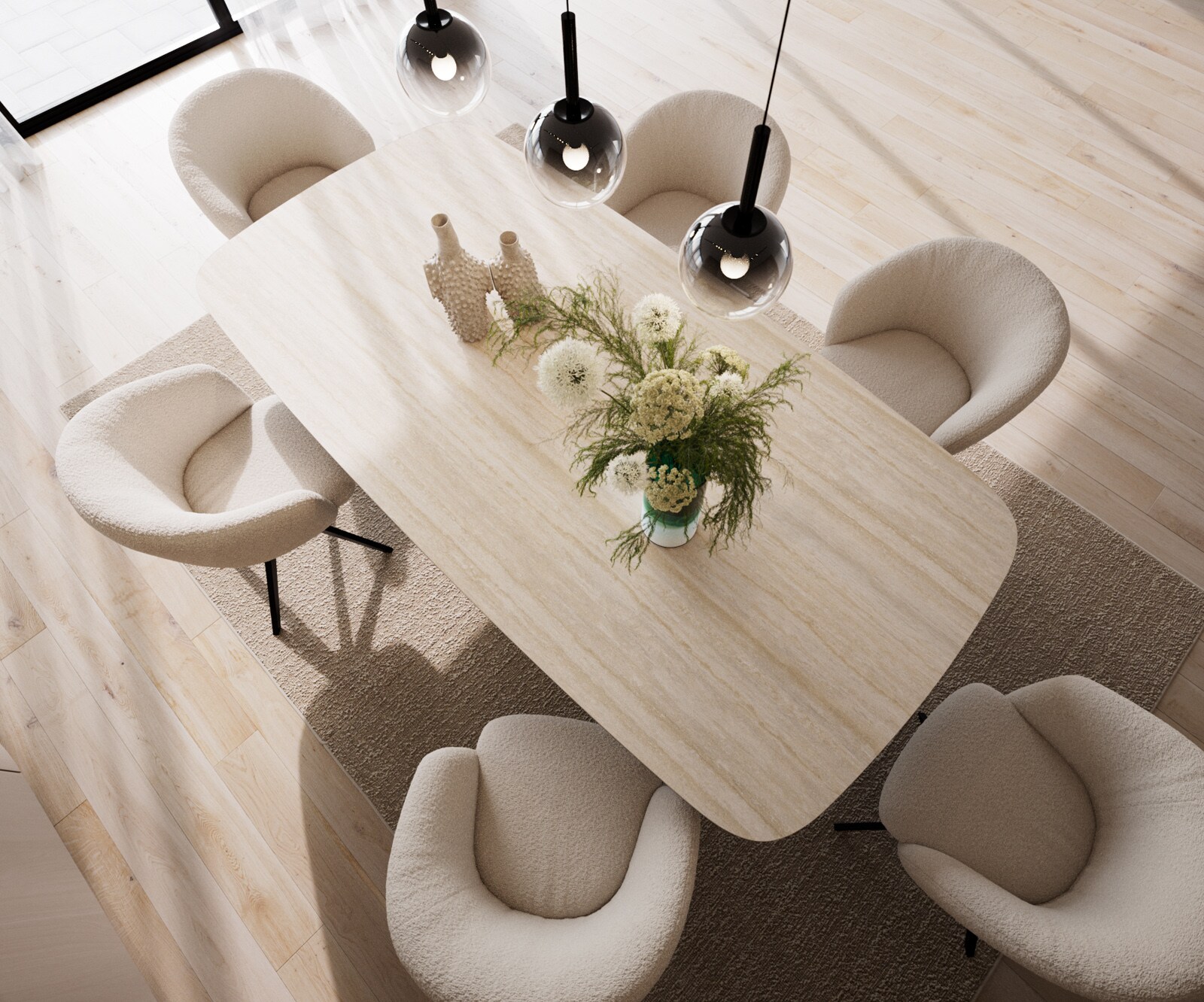 Eettafel Edge Boot 240x120 keramiek  Travertin natuur Troa metaal zwart 3