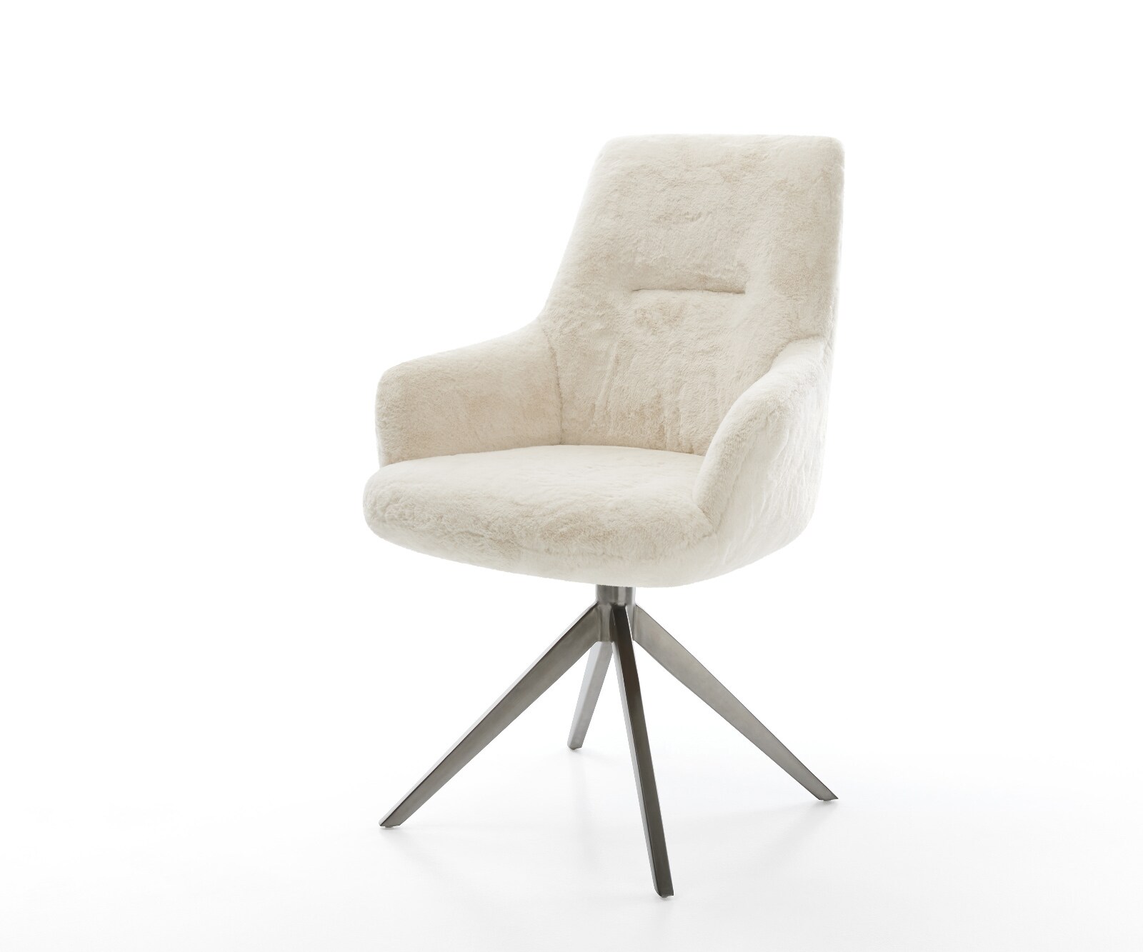 Draaistoel Zelia-Flex met armleuning pluchen crème-wit kruisframe breed grafiet 360° draaibaar rocker-functie pocketveer kern 1