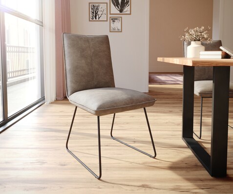 Eetkamerstoel Lelio-Flex microvelours taupe vintage slipframe zwart pocketveer kern