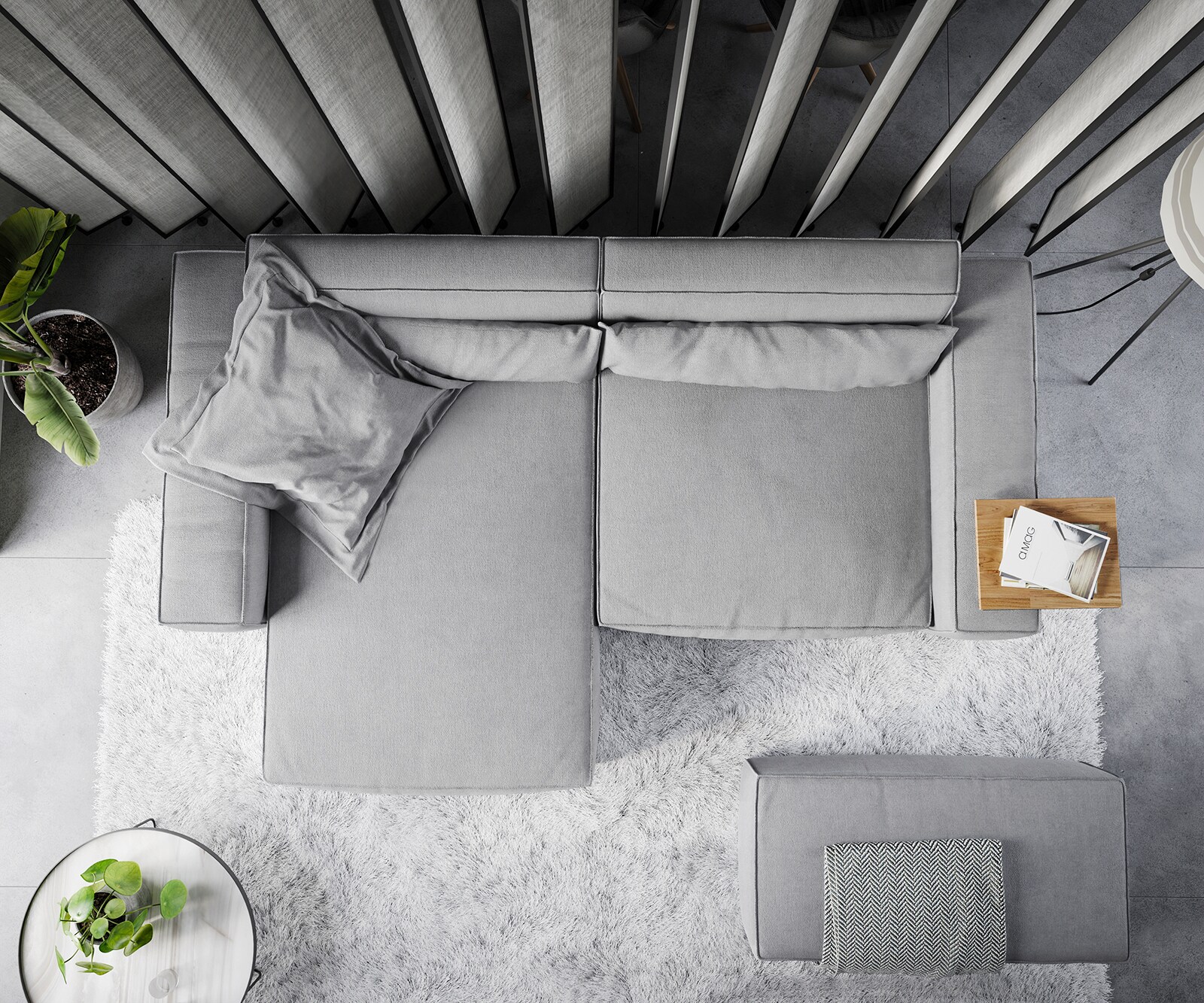 Hoekbank Sirpio XL 270x170 cm microvezel grijs recamiere variabele met kruk 5