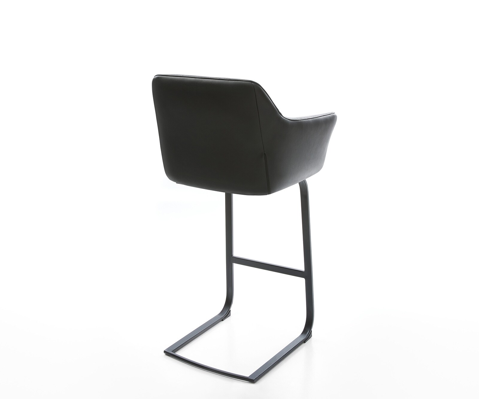 Barstoel Yulo-Flex echt leer zwart sledestoel vlak metaal 4 Barstoel Yulo-Flex echt leer zwart sledestoel vlak metaal 4