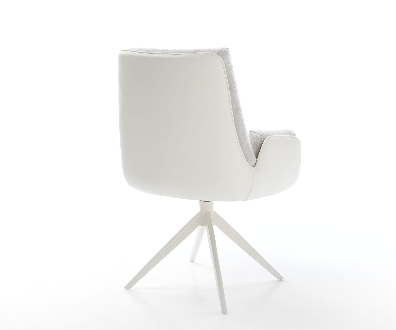 Draaistoel Clea-Flex materiaalmix echt leer wit-zilver grijs kruisframe breed wit 360° draaibaar rocker-functie 4 Draaistoel Clea-Flex materiaalmix echt leer wit-zilver grijs kruisframe breed wit 360° draaibaar rocker-functie 4