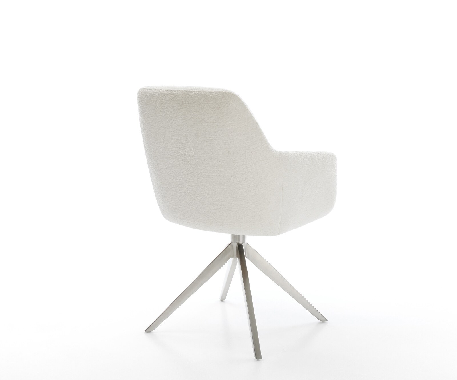 Draaistoel Pejo-Flex bouclé zacht beige kruisframe breed roestvrij staal 360° draaibaar rocker-functie pocketveer kern 5