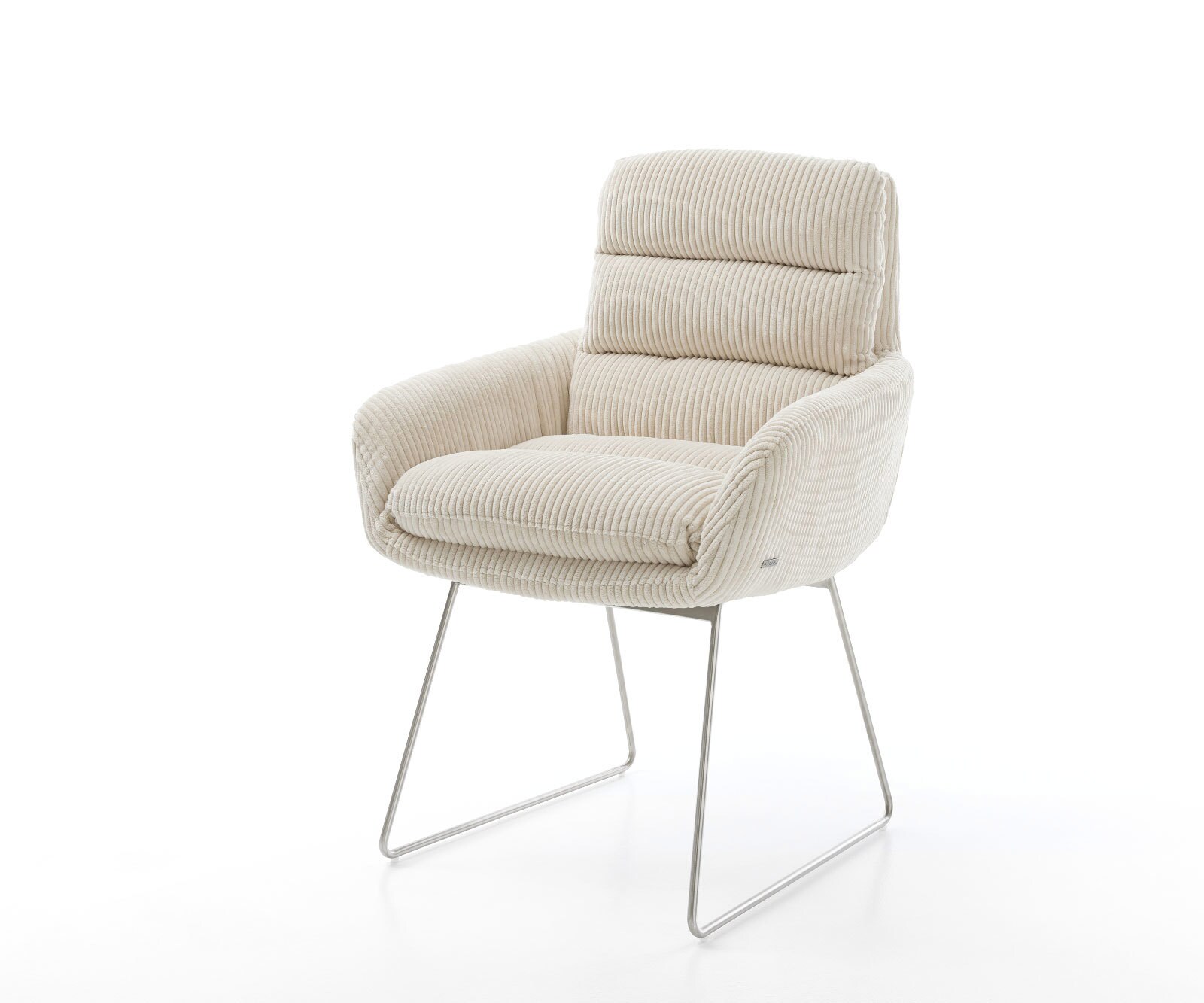 Eetkamerstoel Abelia-Flex met armleuning koord beige slipframe roestvrij staal