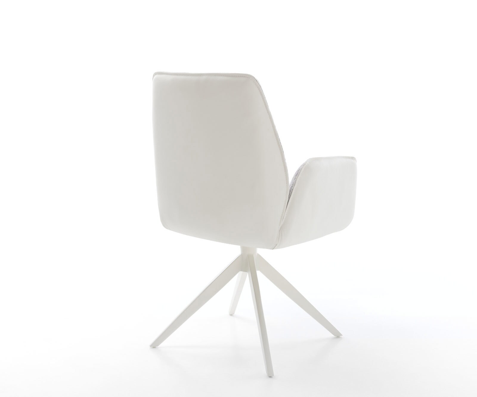 Draaistoel Zoa-Flex materiaalmix echt leer wit-zilver grijs kruisframe breed wit 360° draaibaar rocker-functie pocketveer kern 4