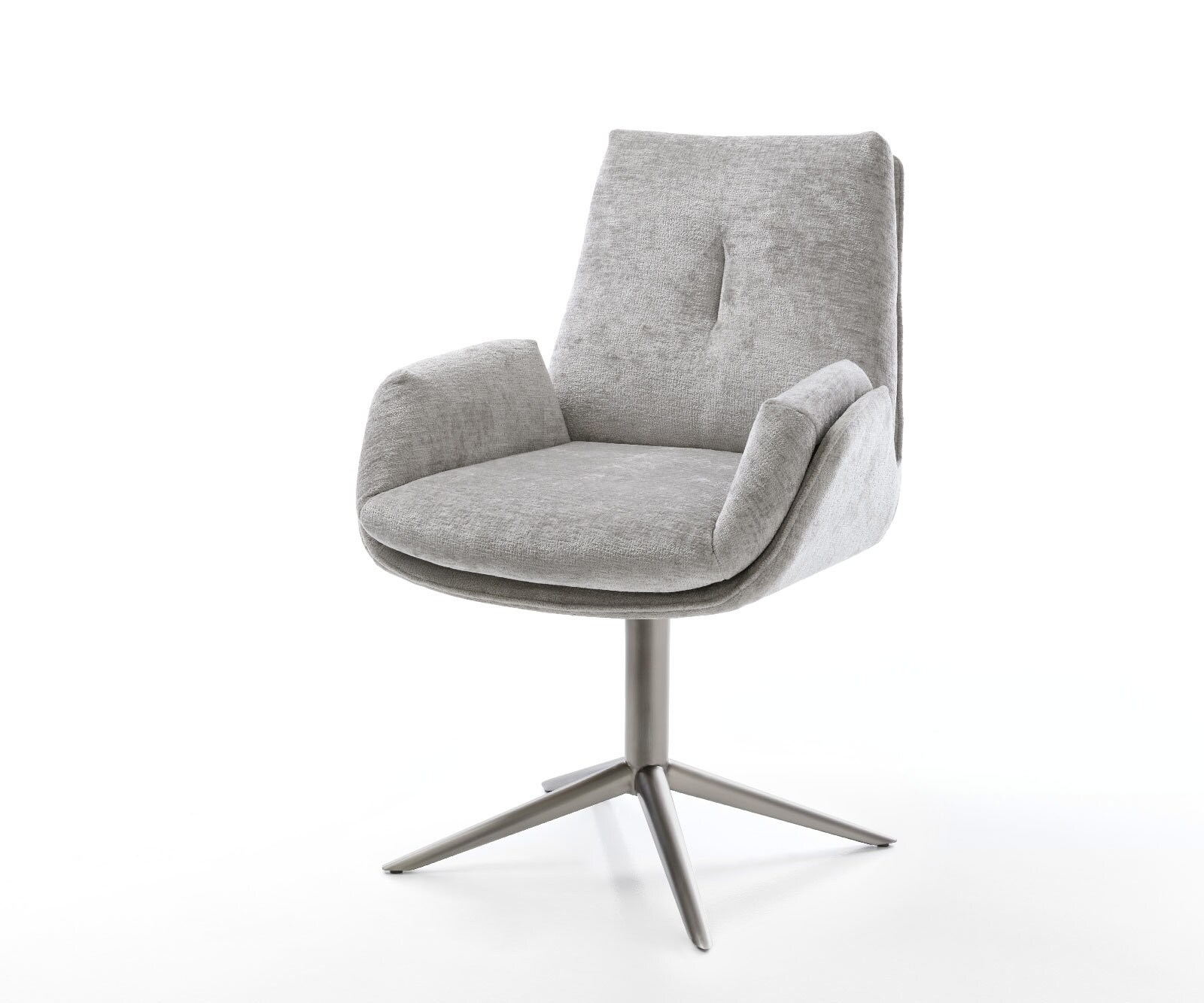 Draaistoel Clea-Flex chenille zilver grijs kruispoot grafiet 360° draaibaar rocker-functie 1