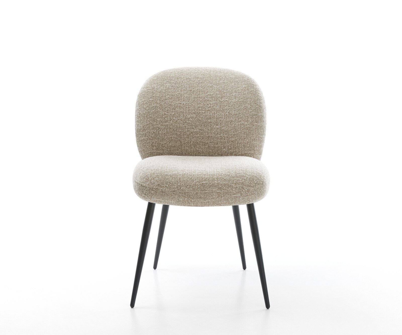Eetkamerstoel Nube-Flex geweven stof beige 4-poot conisch zwart pocketveer kern 2