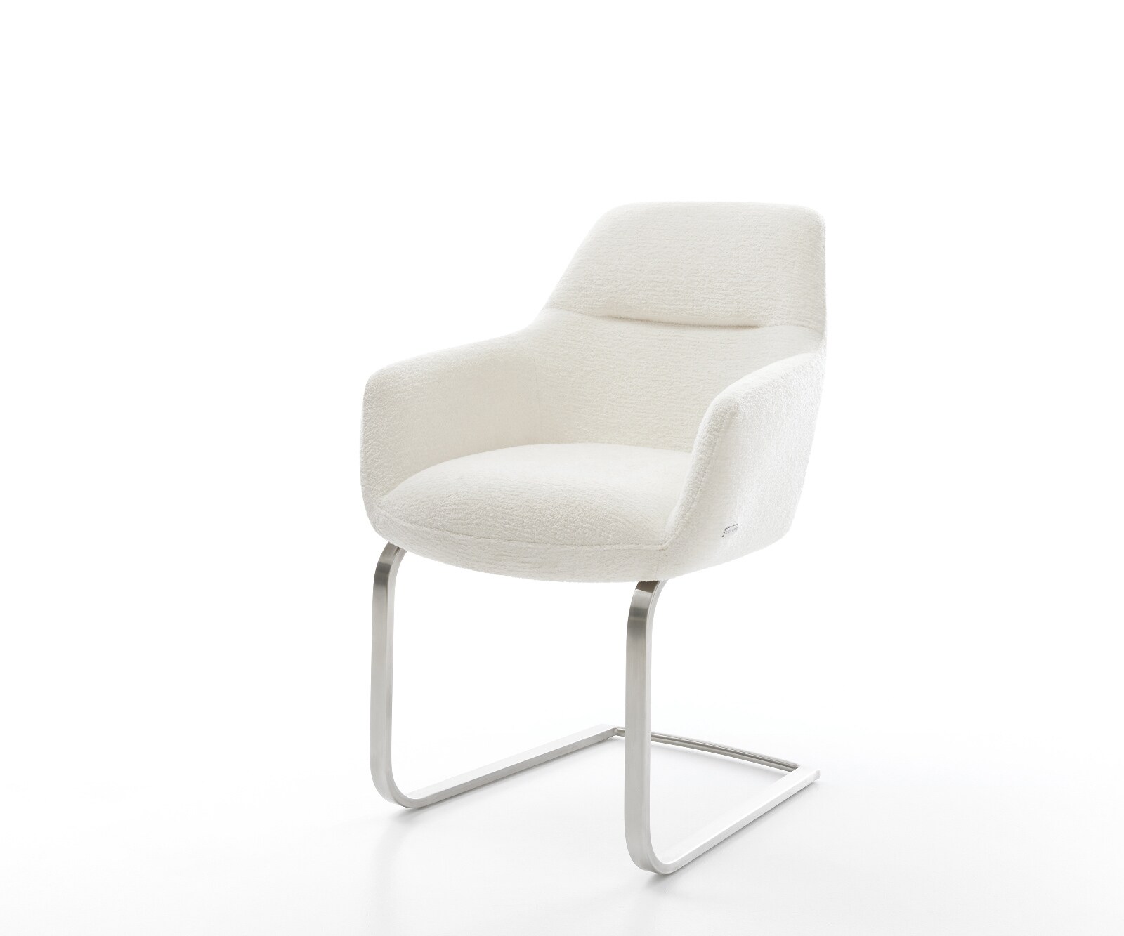 Sledemodel Pejo-Flex bouclé zacht beige sledemodel vlak roestvrij staal pocketveer kern