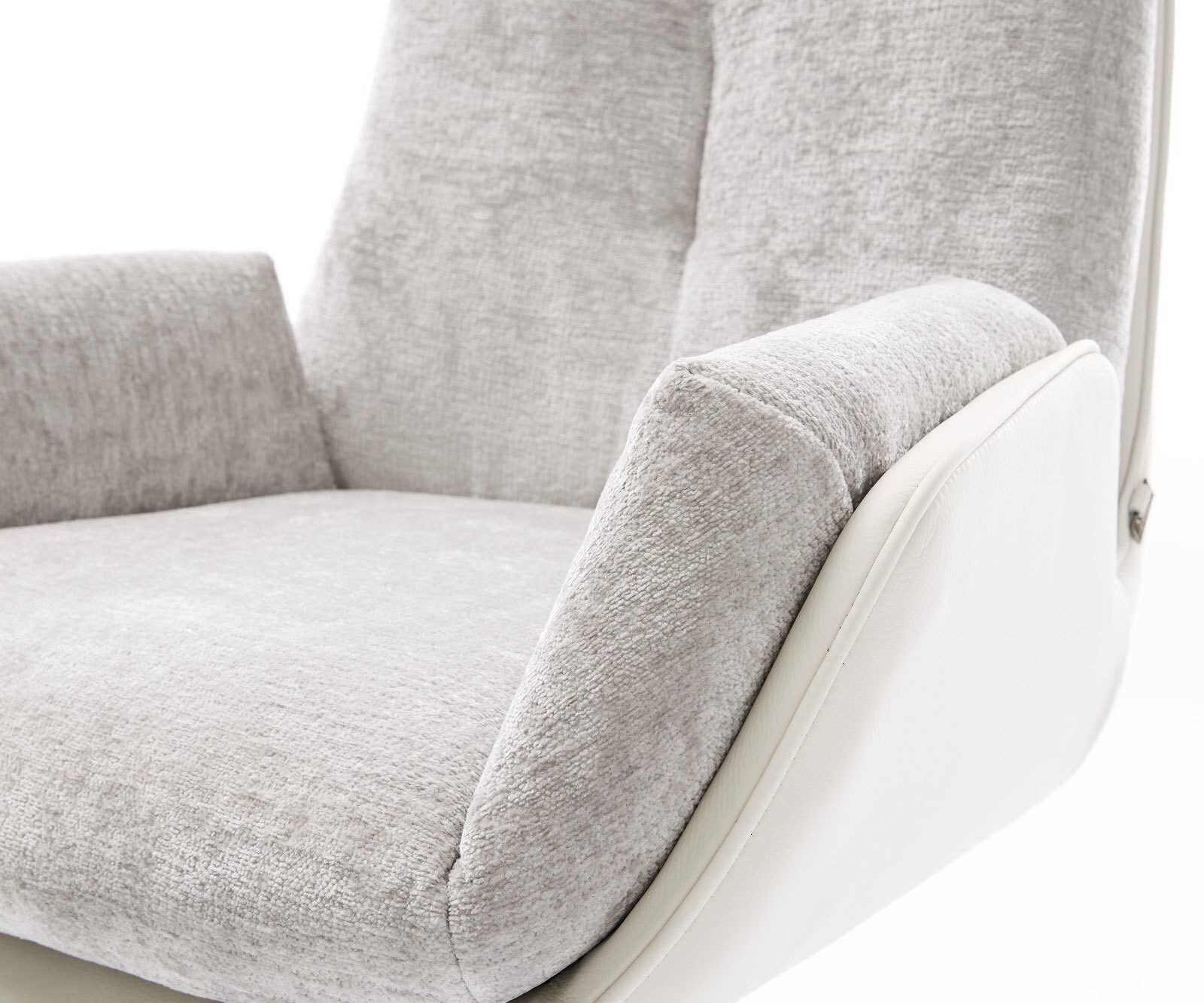 Draaistoel Clea-Flex materiaalmix echt leer wit-zilver grijs kruisframe breed wit 360° draaibaar rocker-functie 3 Draaistoel Clea-Flex materiaalmix echt leer wit-zilver grijs kruisframe breed wit 360° draaibaar rocker-functie 3