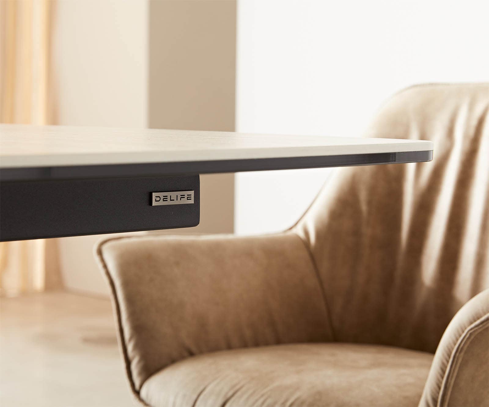 Eetkamertafel Edge 180-220x100 keramiek Travertin natuur spider vlak staal zwart uitschuifbaar 7