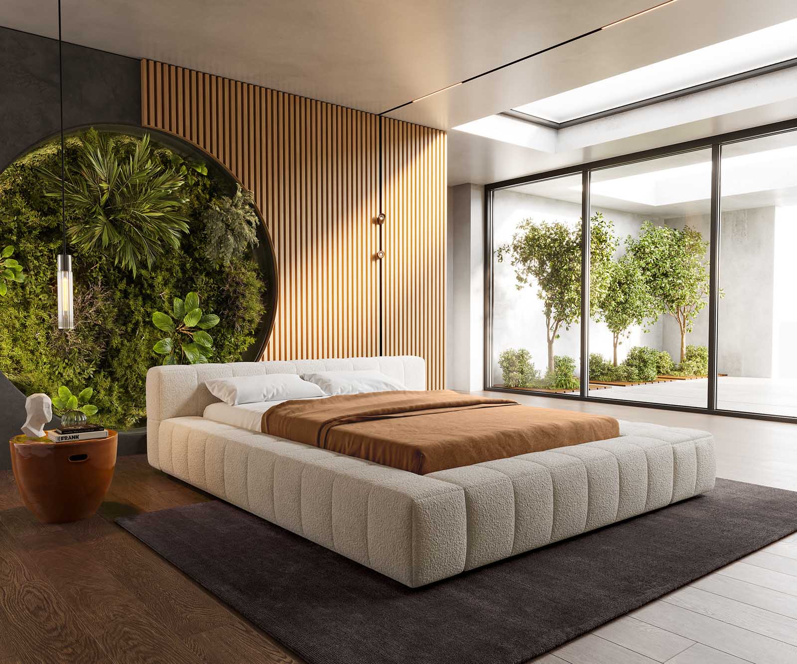 Gestoffeerd-bed Espazio 140x200 cm bouclé crème-wit met opbergruimte Gestoffeerd-bed Espazio 140x200 cm bouclé crème-wit met opbergruimte