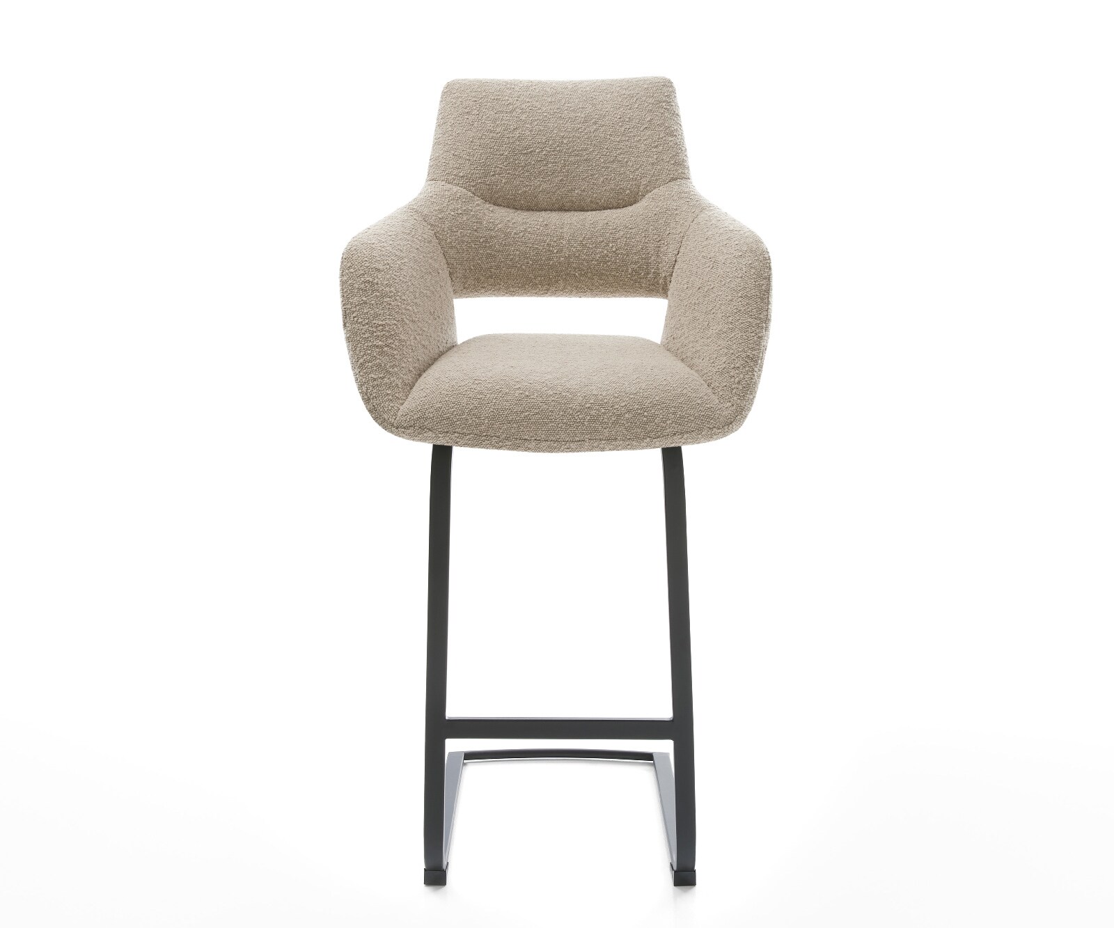 Barstoel Yago-Flex Bouclé Mud Vrijkantelframe plat metaal Zwart Pocketvering 2