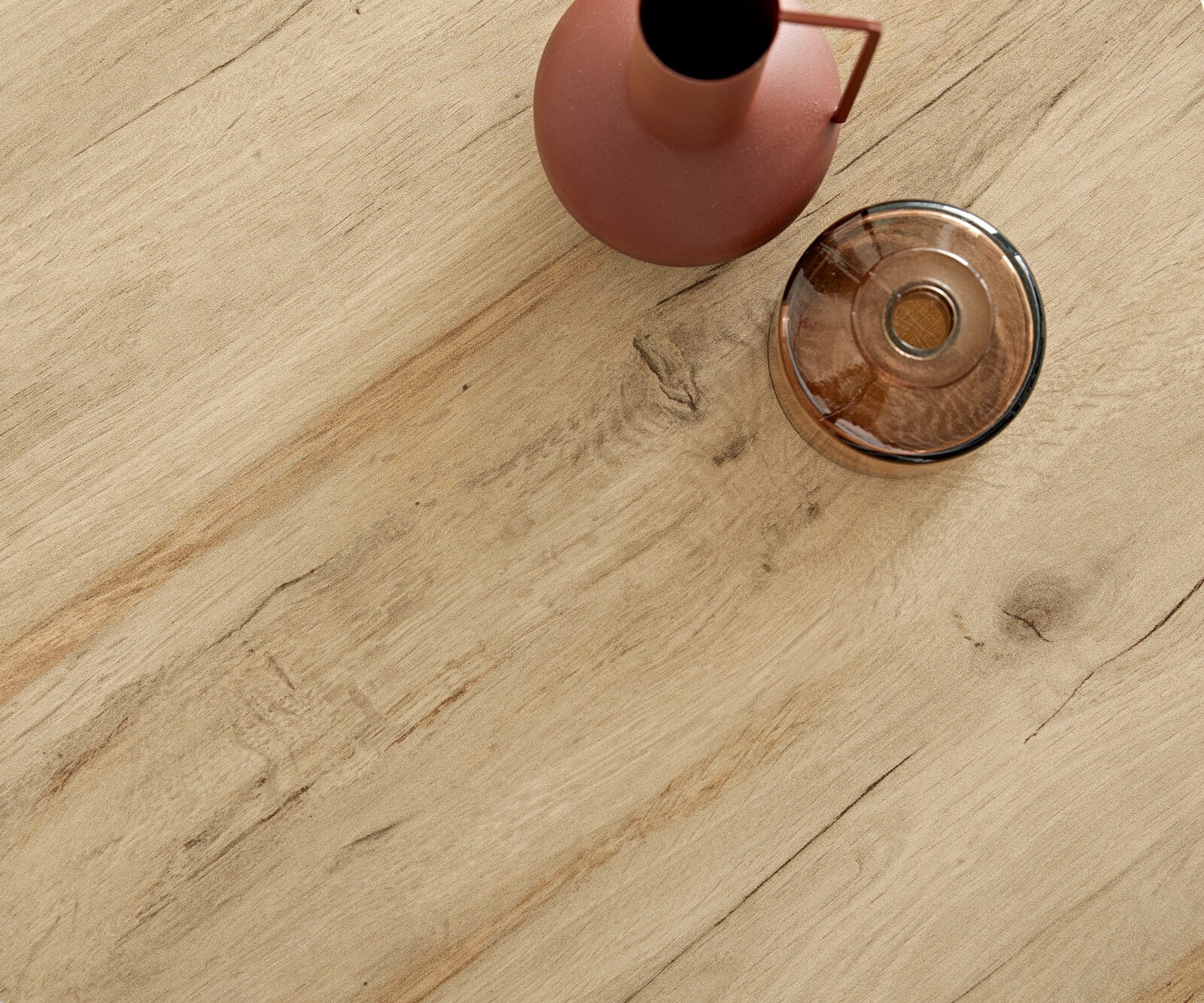 Salontafel Ekrem 65x65 cm keramiek Laminam® Sabbia Eikenkleur Kruisvoet rond roestvrij staal 7