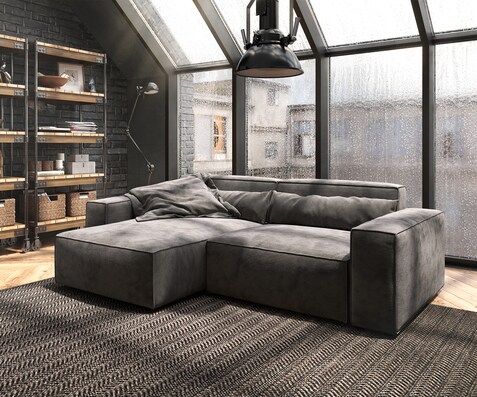 Hoekbank Sirpio 230x155 cm microvezel kaki bruin variabele rugleuning