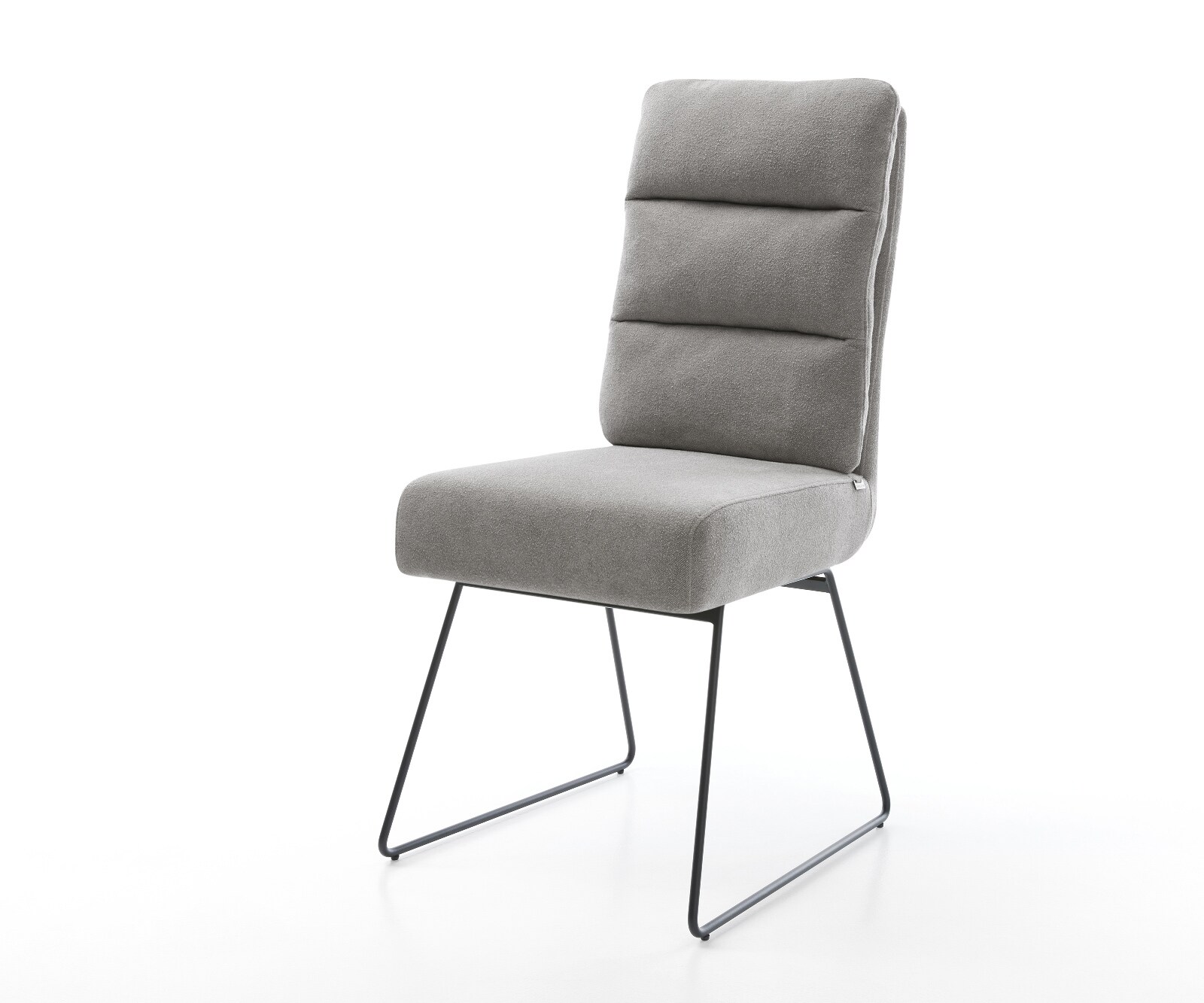 Eetkamerstoel Pela-Flex zachte stof met structuur grijs slipframe zwart pocketveer kern 1