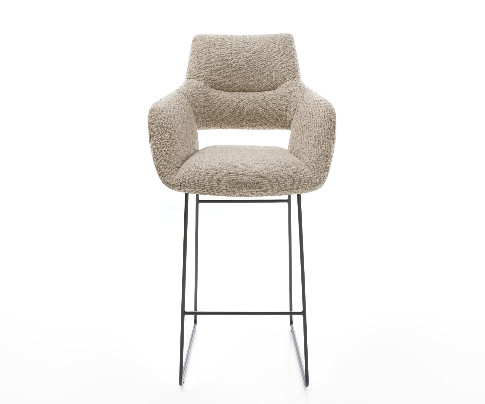 Barstoel Yago-Flex Bouclé Mud Sledeonderstel metaal zwart Zwart Pocketvering 2