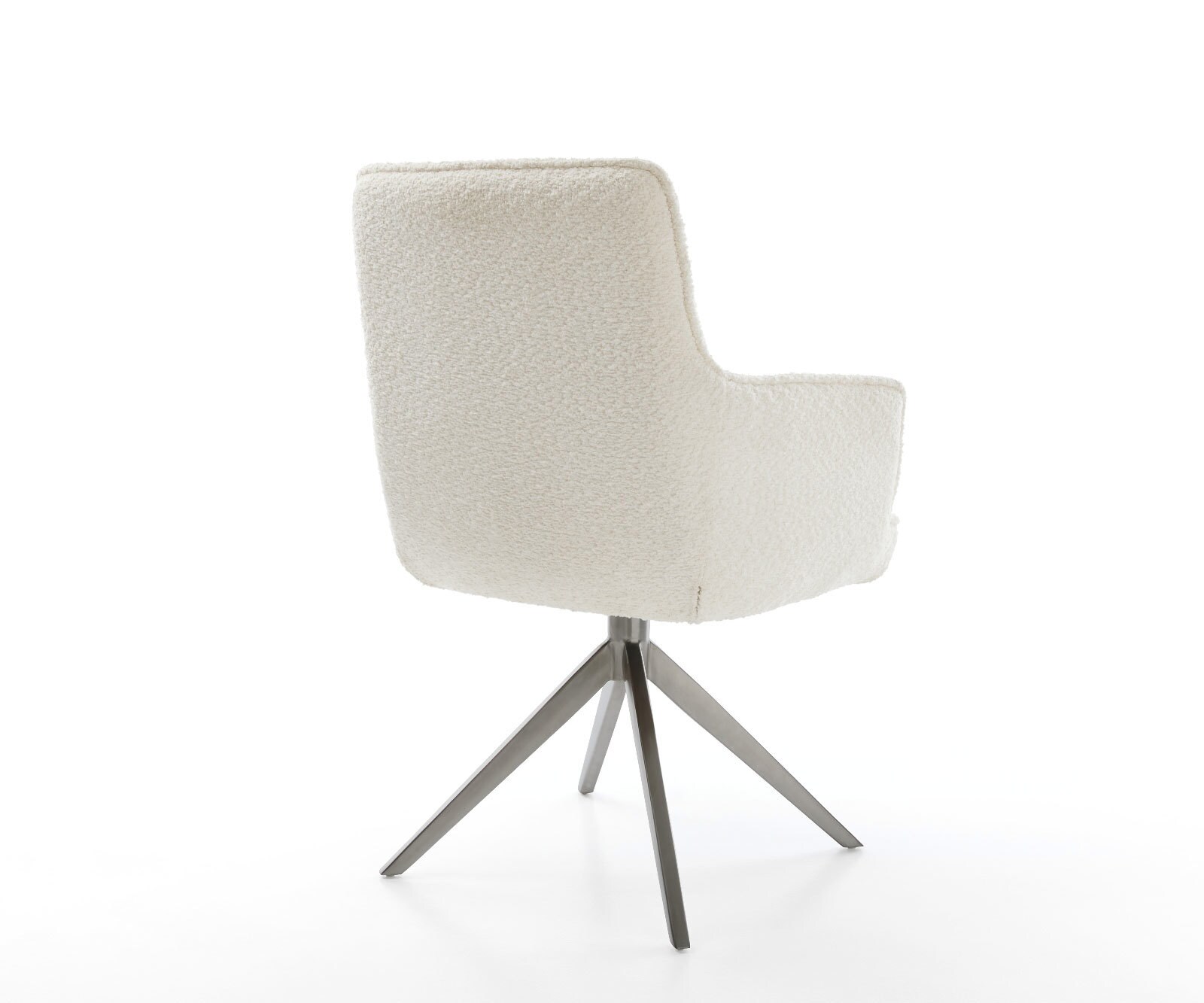 Draaistoel Heira-Flex met armleuning bouclé wit kruisframe breed grafiet 360° draaibaar rocker-functie pocketveer kern 4