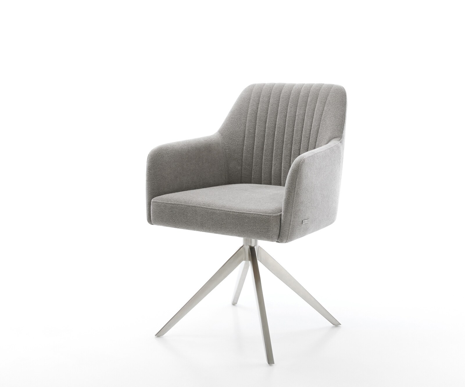 Draaistoel Greg-Flex zachte stof met structuur grijs kruisframe breed roestvrij staal 360° draaibaar rocker-functie pocketveer kern 1