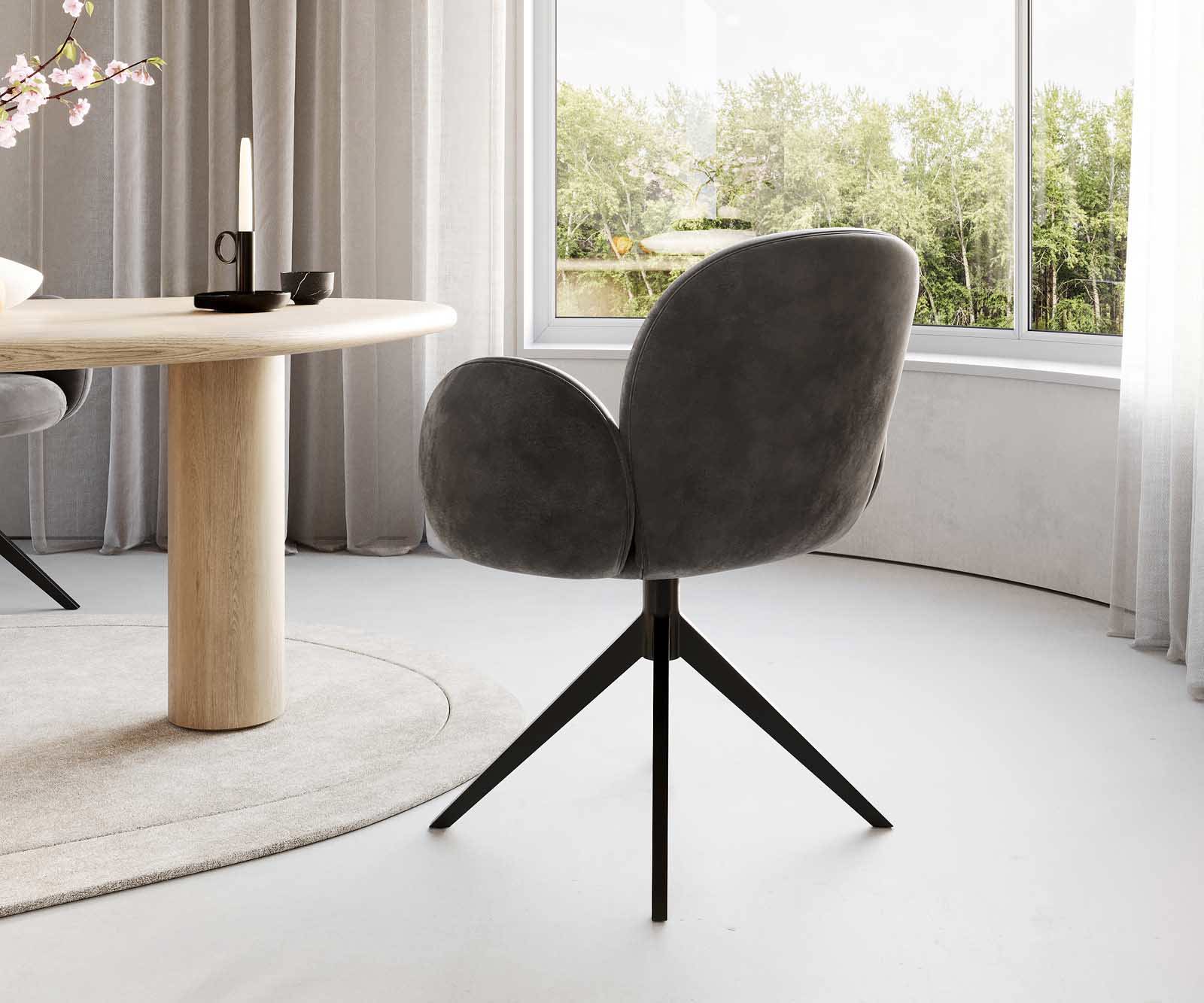 Draaistoel Nube-Flex met armleuning microvelours antraciet vintage kruisframe breed zwart 360° draaibaar pocketveer kern 4 Draaistoel Nube-Flex met armleuning microvelours antraciet vintage kruisframe breed zwart 360° draaibaar pocketveer kern 4