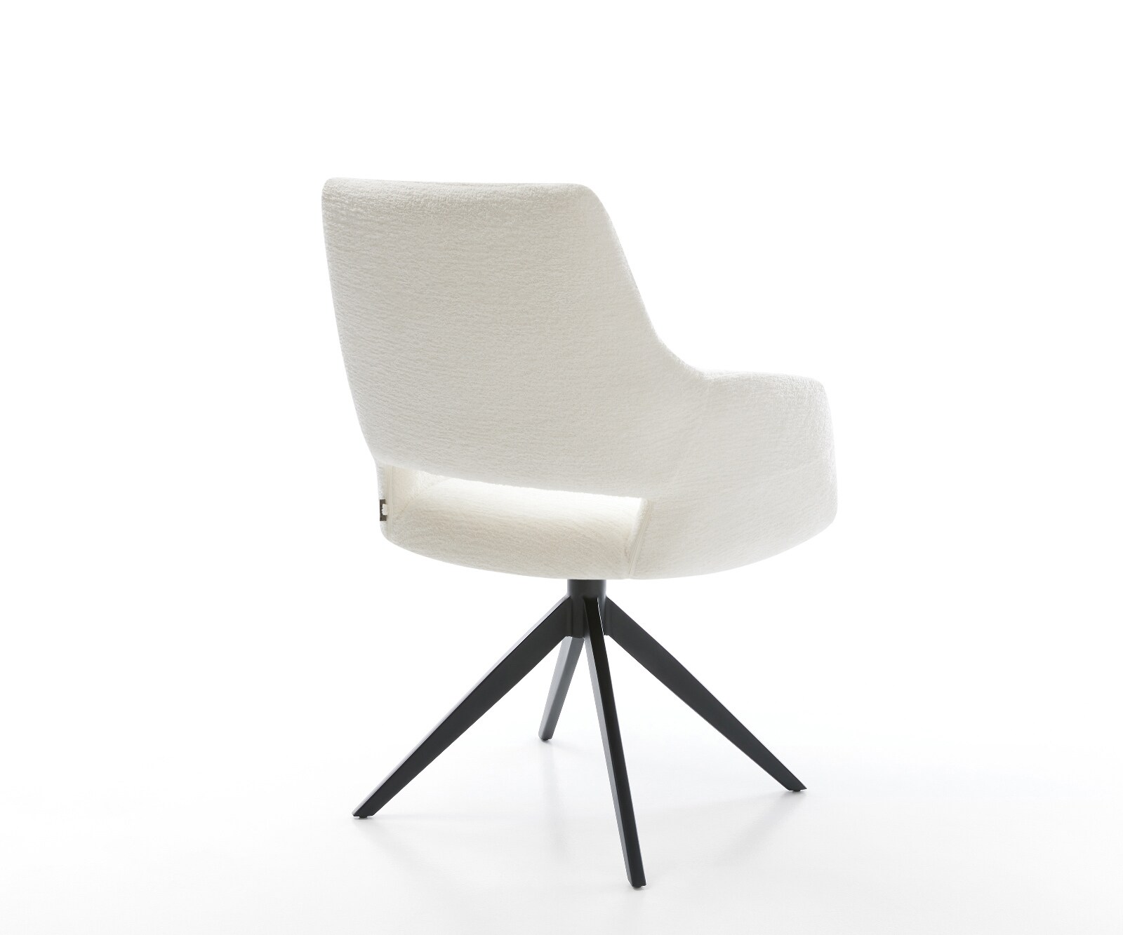 Draaistoel Yago-Flex met armleuning bouclé zacht beige kruisframe breed zwart 360° draaibaar rocker-functie pocketveer kern 5