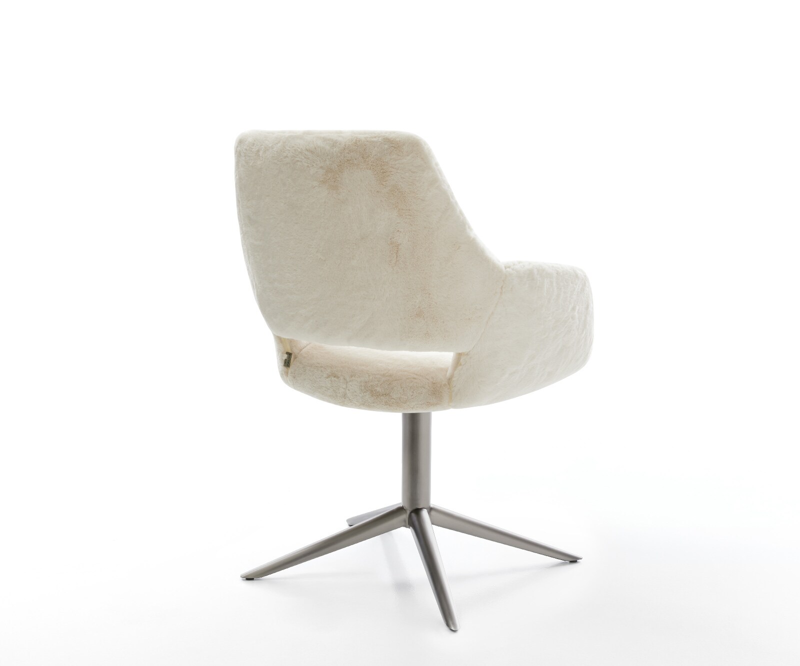 Draaistoel Yago-Flex met armleuning pluchen crème-wit kruispoot grafiet 360° draaibaar rocker-functie pocketveer kern 5