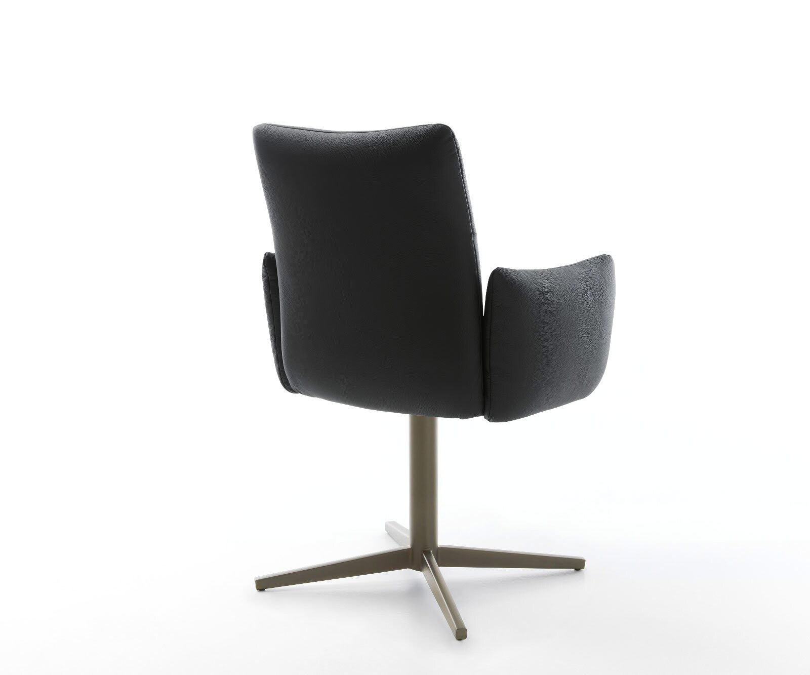 Draaistoel Jova-Flex met armleuning echt leer zwart kruispoot afwerking met titanium 360° draaibaar pocketveer kern 5