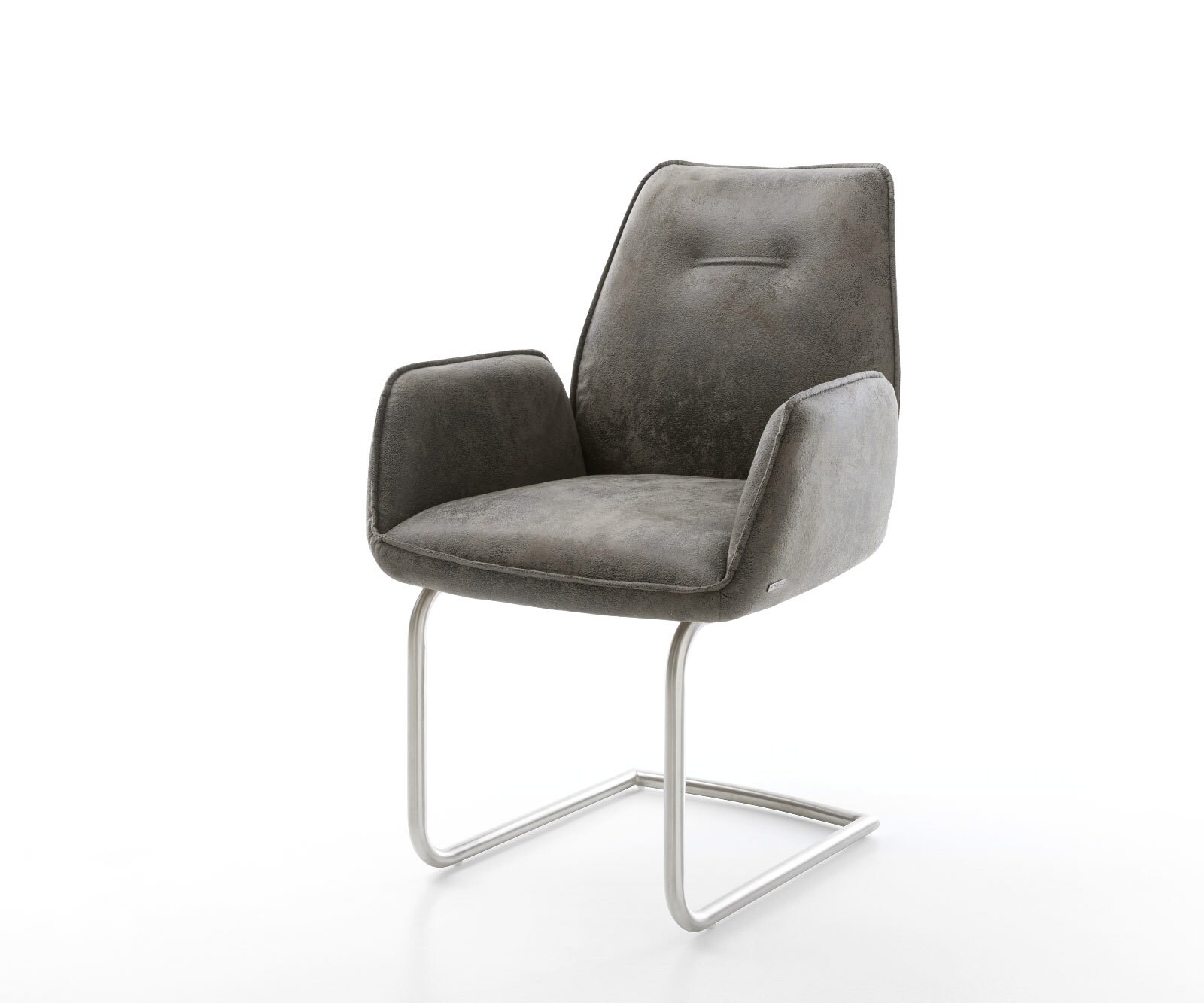 Sledemodel Zoa-Flex microvelours grijs antiek sledemodel rond roestvrij staal pocketveer kern