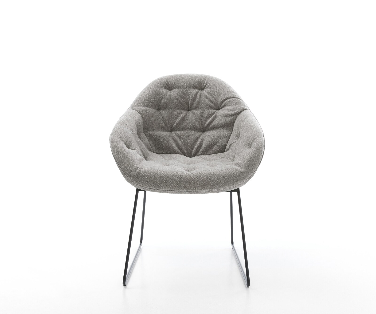 Eetkamerstoel Gaio-Flex zachte stof met structuur grijs slipframe zwart 1