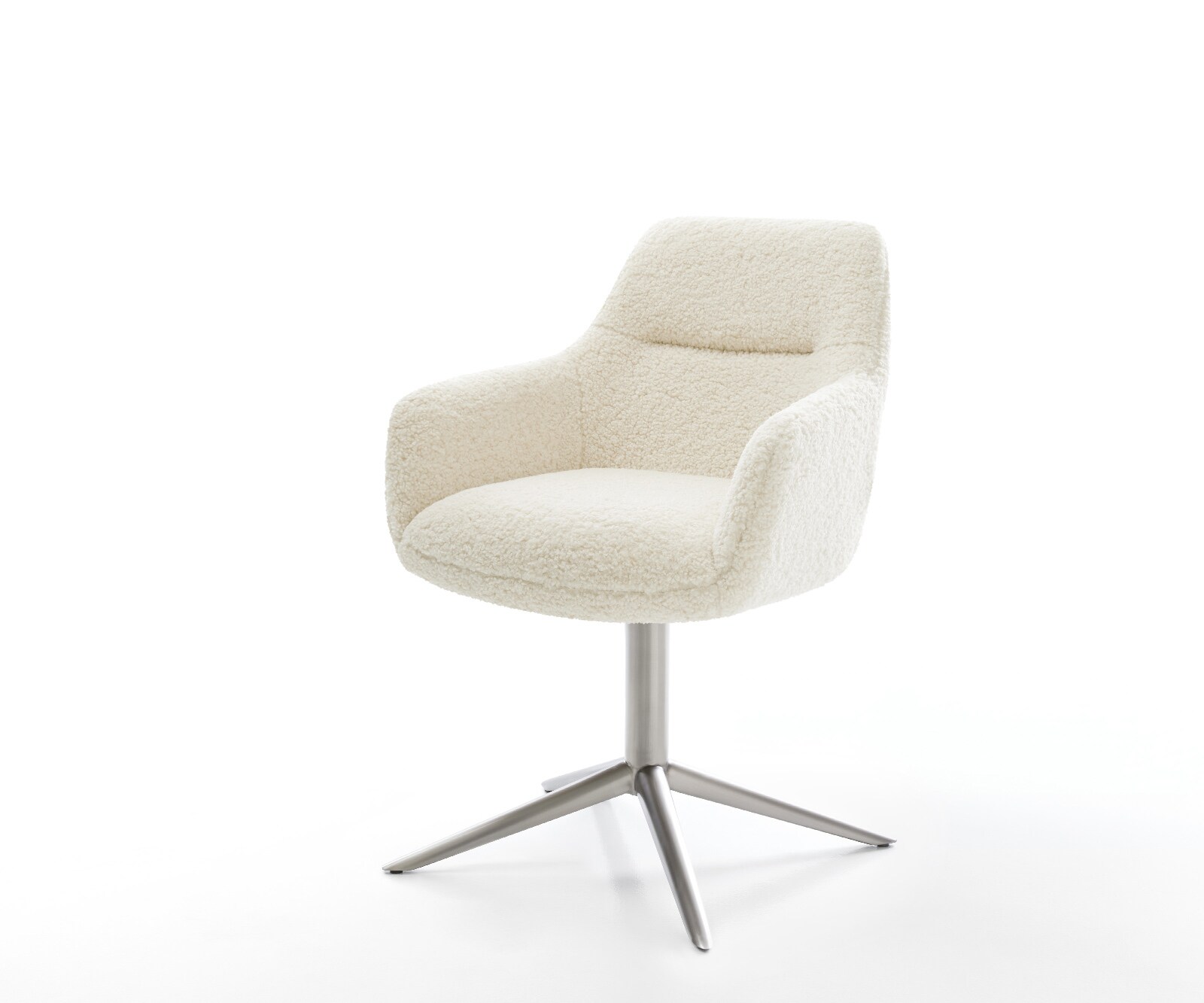 Draaistoel Pejo-Flex teddy beige kruispoot roestvrij staal 360° draaibaar rocker-functie pocketveer kern