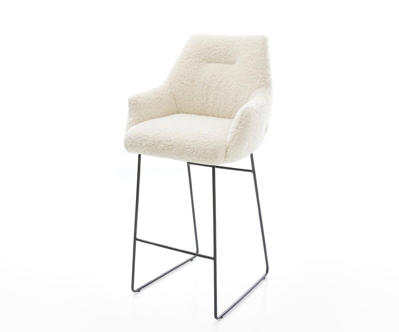 Barstoel Alja-Flex Teddystof Beige Sledeonderstel metaal zwart Zwart Pocketvering 1