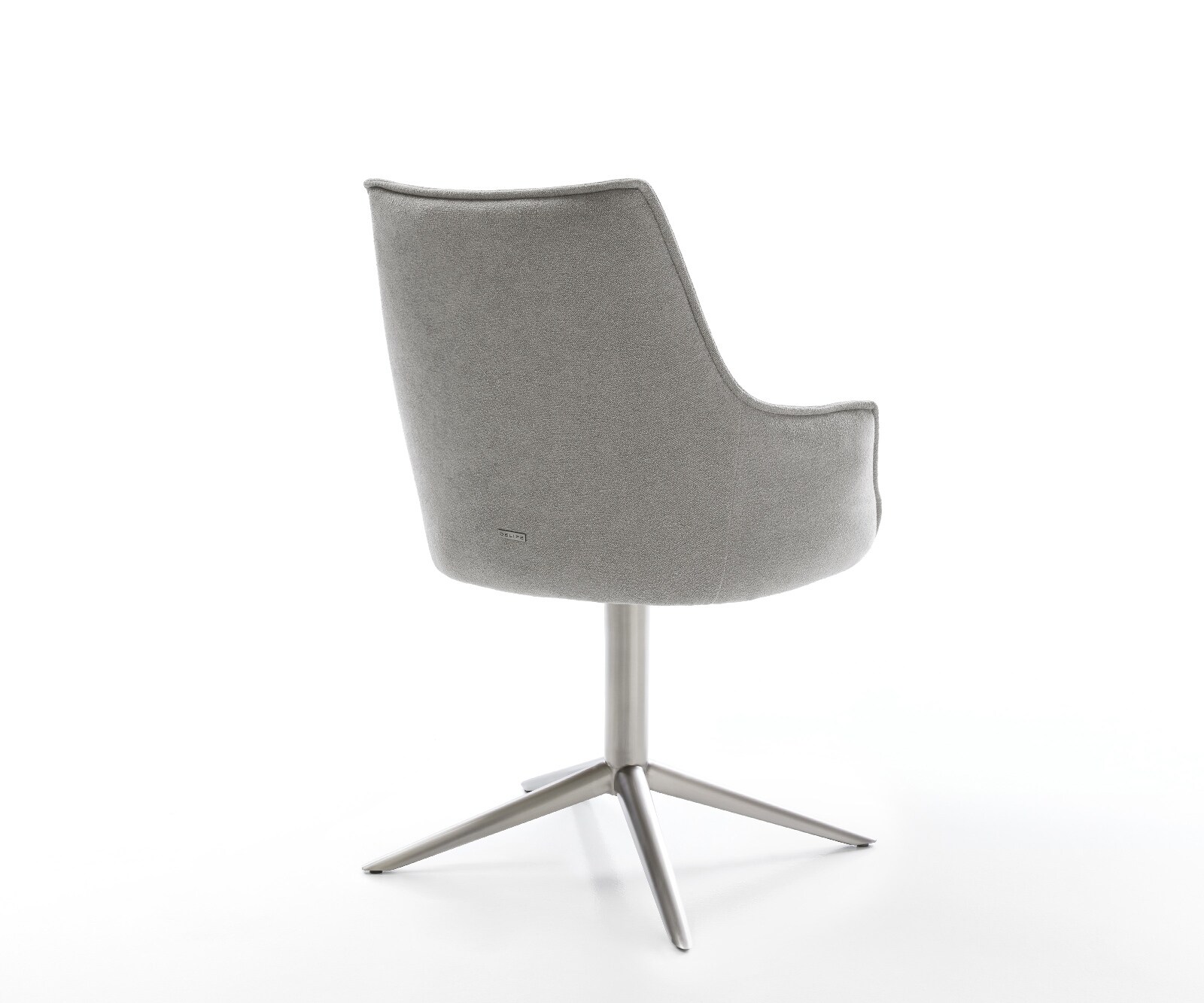 Draaistoel Alja-Flex met armleuning zachte stof met structuur grijs kruispoot roestvrij staal 360° draaibaar rocker-functie pocketveer kern 5