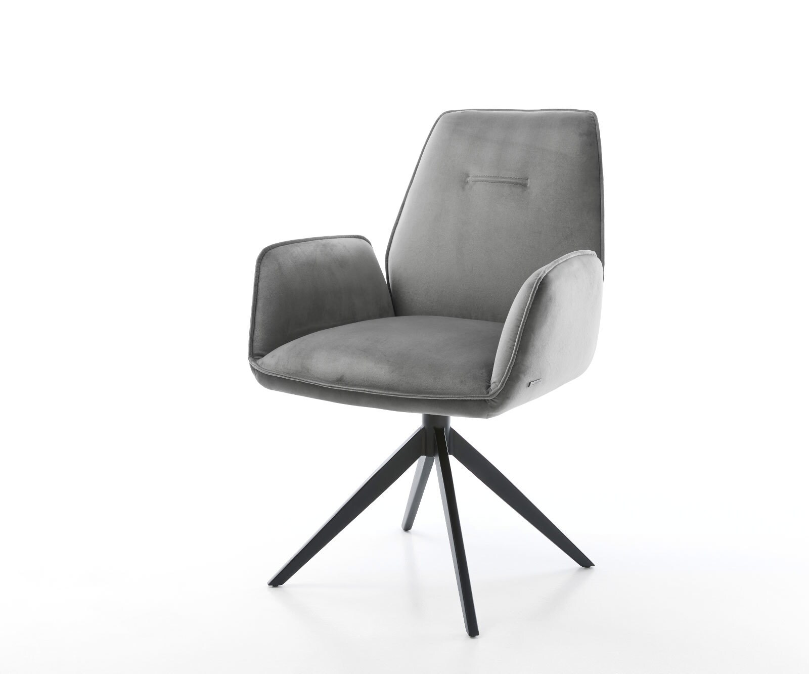 Eetkamerstoel Zoa-Flex fluweel grijs kruisframe breed zwart pocketveer kern