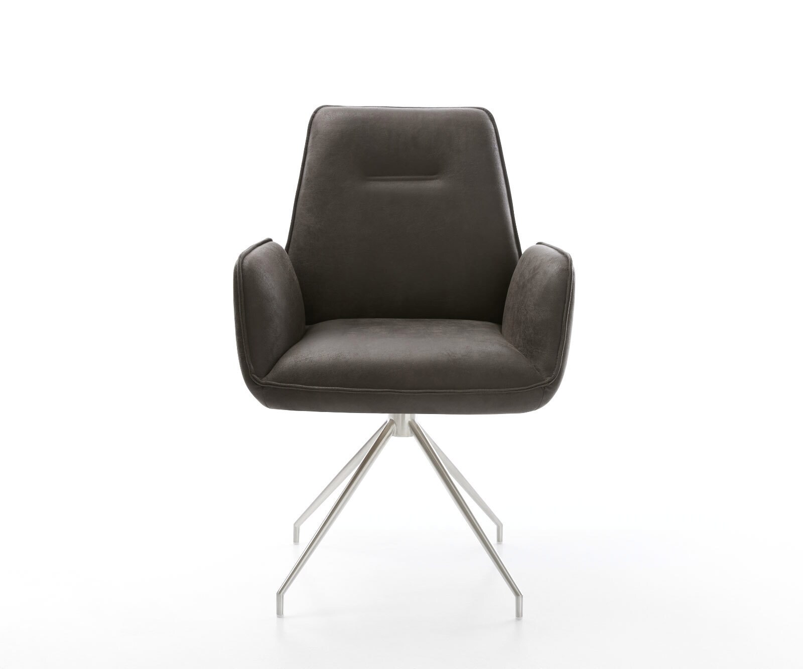 Eetkamerstoel Zoa-Flex microvelours antraciet vintage kruisframe conisch roestvrij staal pocketveer kern 1 Eetkamerstoel Zoa-Flex microvelours antraciet vintage kruisframe conisch roestvrij staal pocketveer kern 1