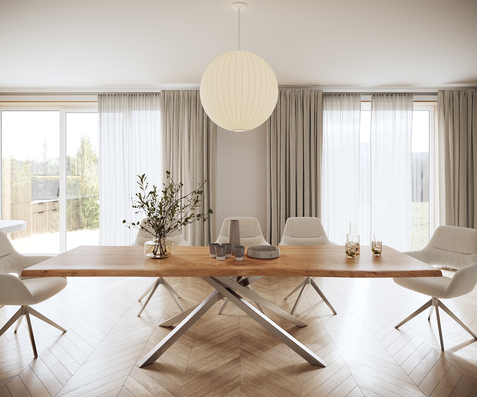 Eettafel Edge 300x100 XL acacia natuur kruisframe rechthoek roestvrij staal  Live-Edge 2
